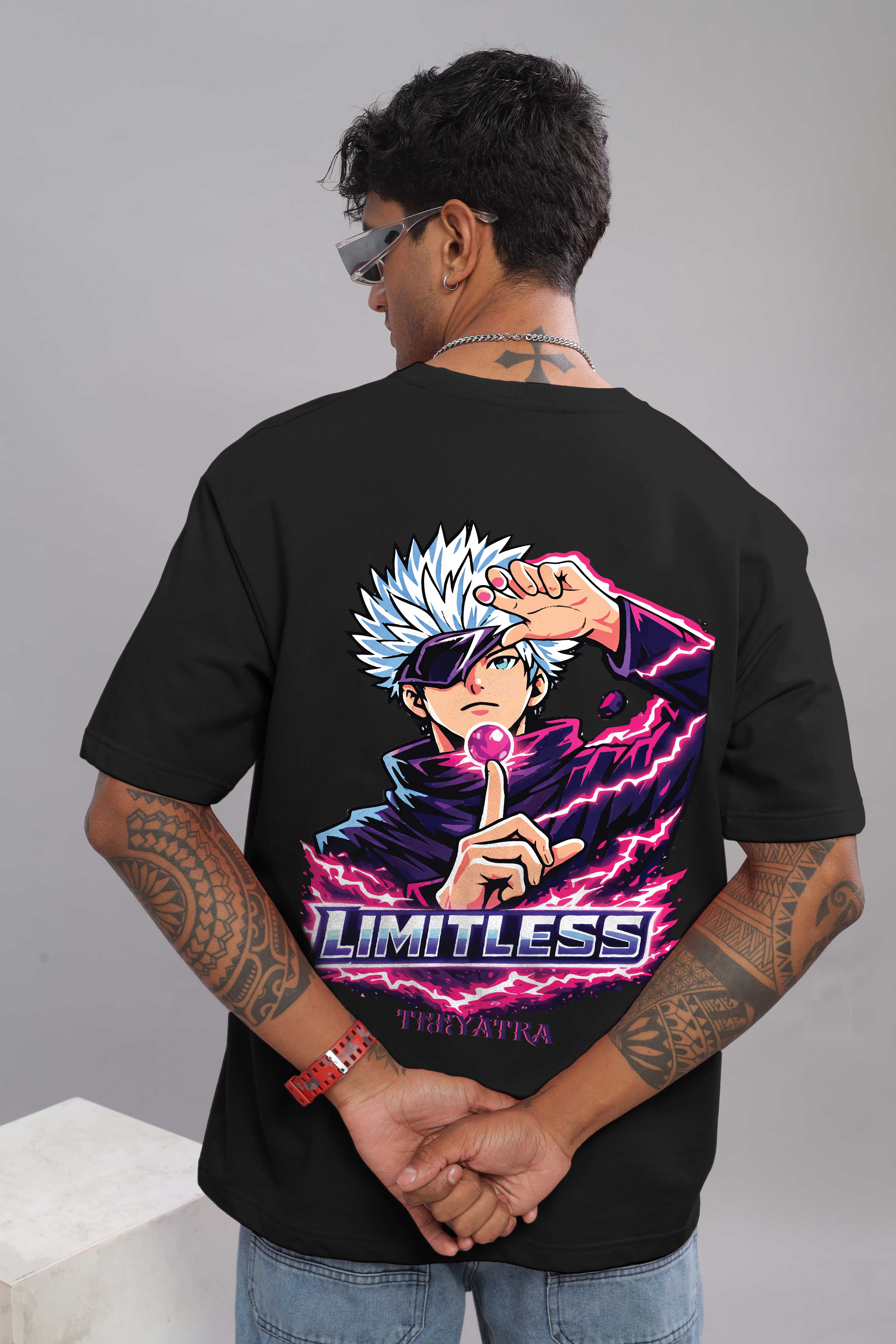Limitless Anime Oversized T-Shirt – 240 GSM French Terry | Premium DTF Back Print | Unisex Streetwear