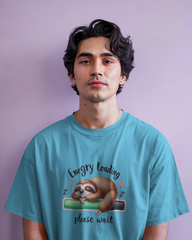 Cute Sloth Sleeping on a Battery Men's Classic Crew T-Shirt | Teeyatra | Abstract
