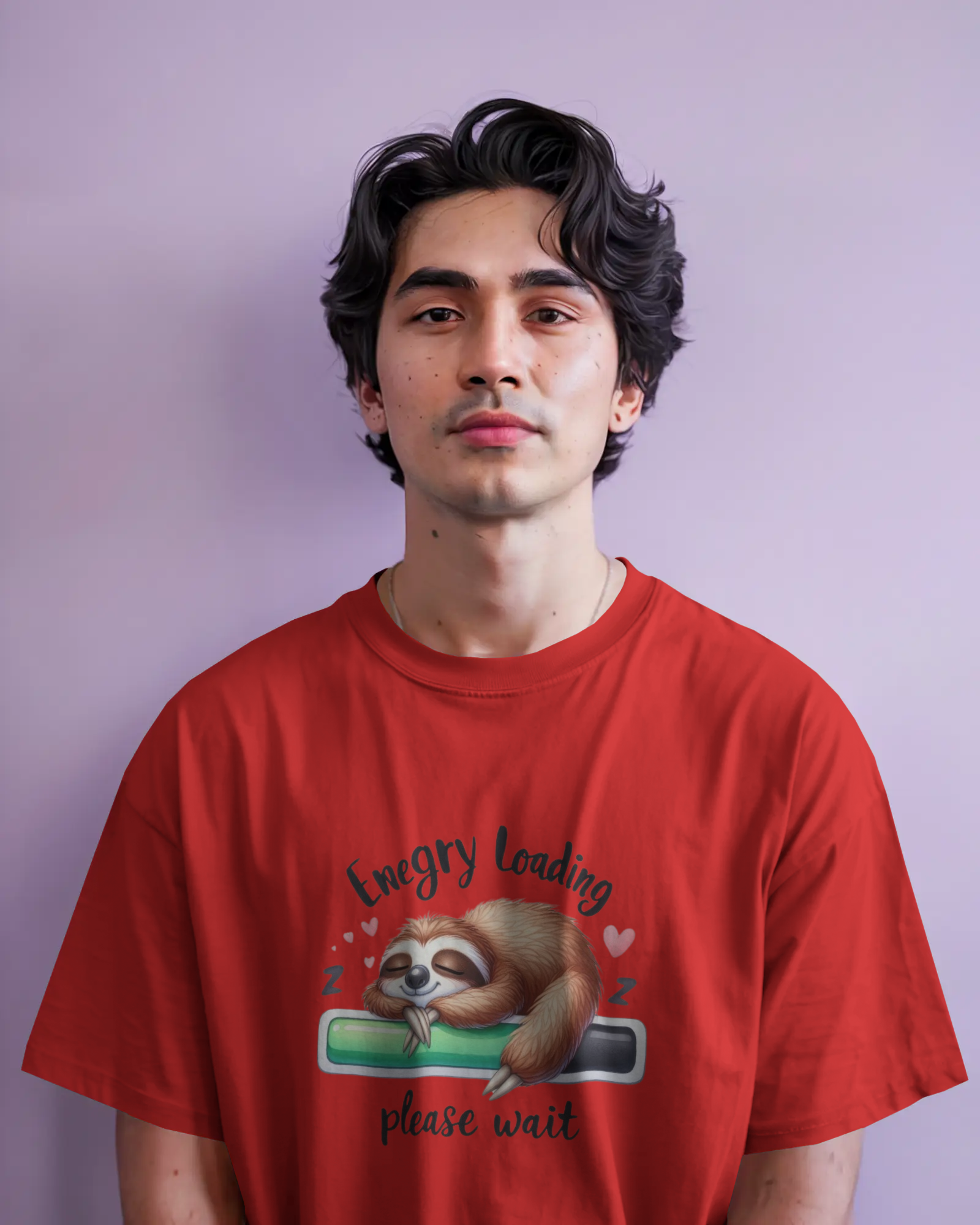 Cute Sloth Sleeping on a Battery Men's Classic Crew T-Shirt | Teeyatra | Abstract