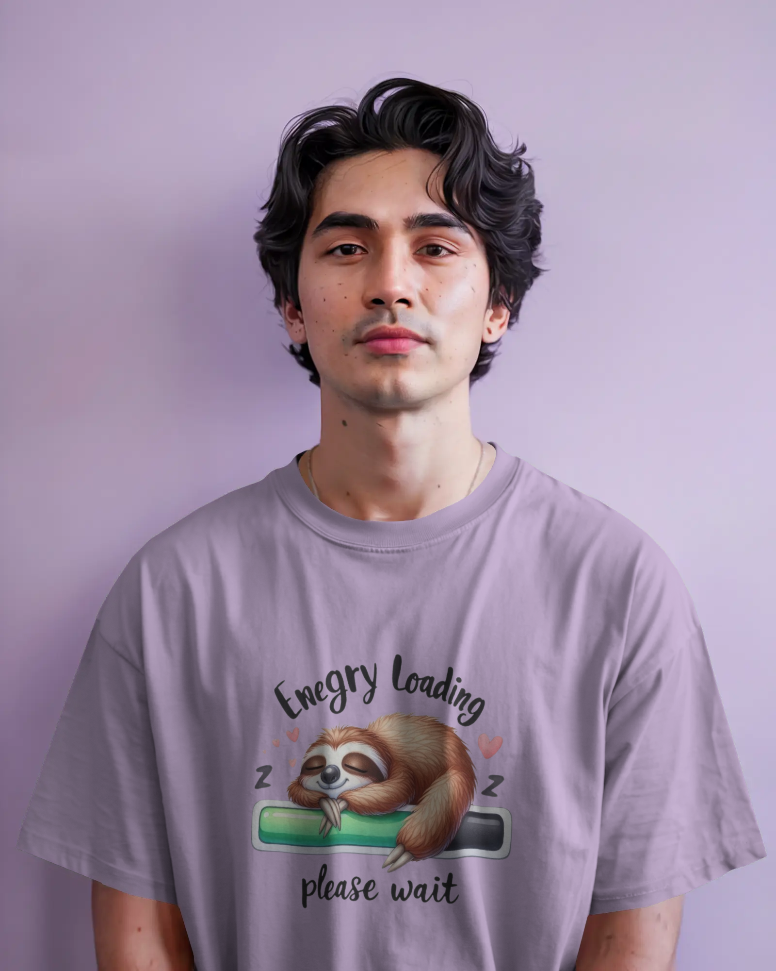 Cute Sloth Sleeping on a Battery Men's Classic Crew T-Shirt | Teeyatra | Abstract