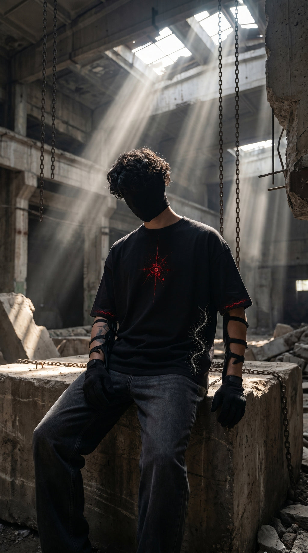 Teeyatra Crimson Ghoul Oversized T-Shirt