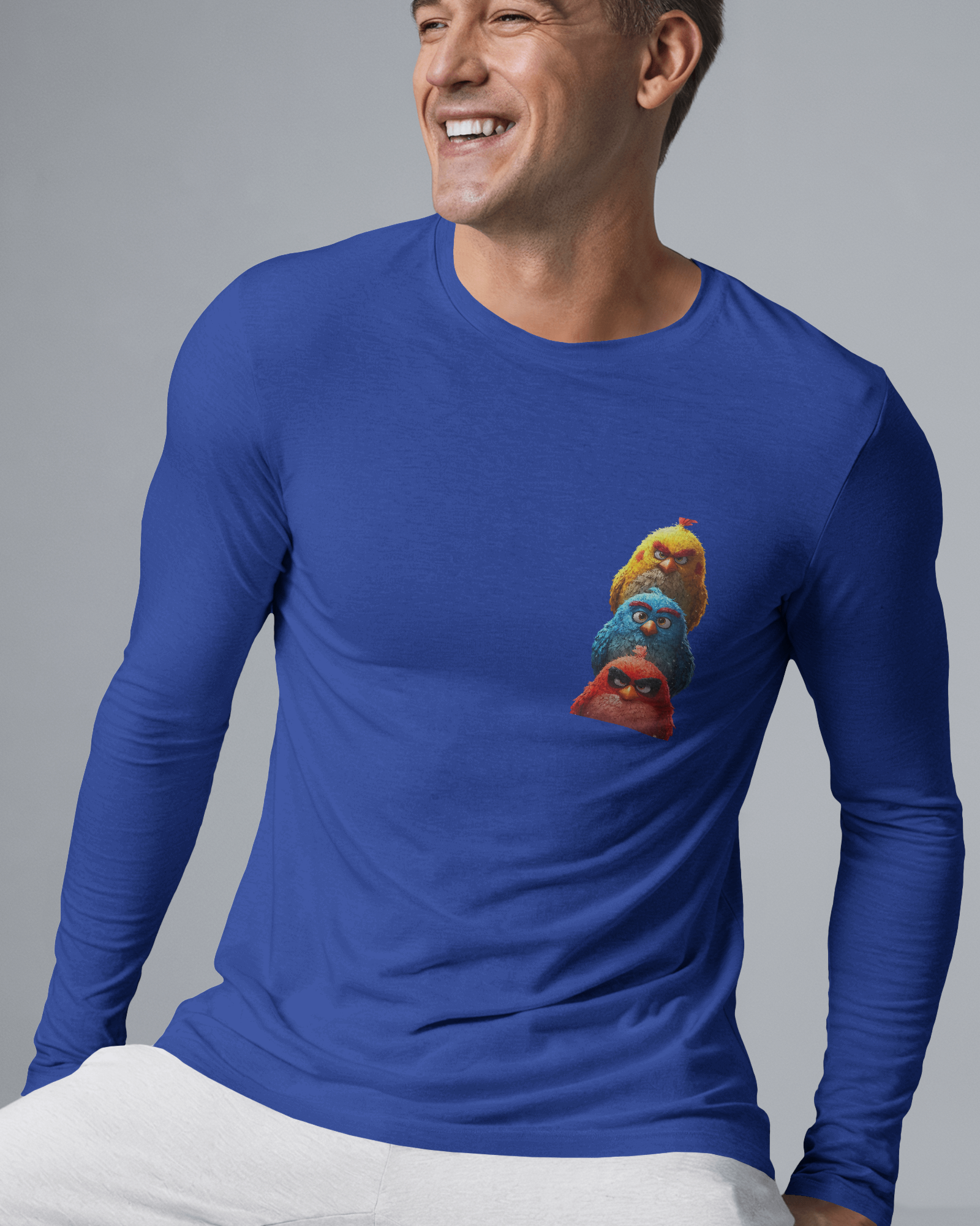 Triple Threat Angry Birds Cartoon Men's Full Sleeve T-Shirt | Teeyatra