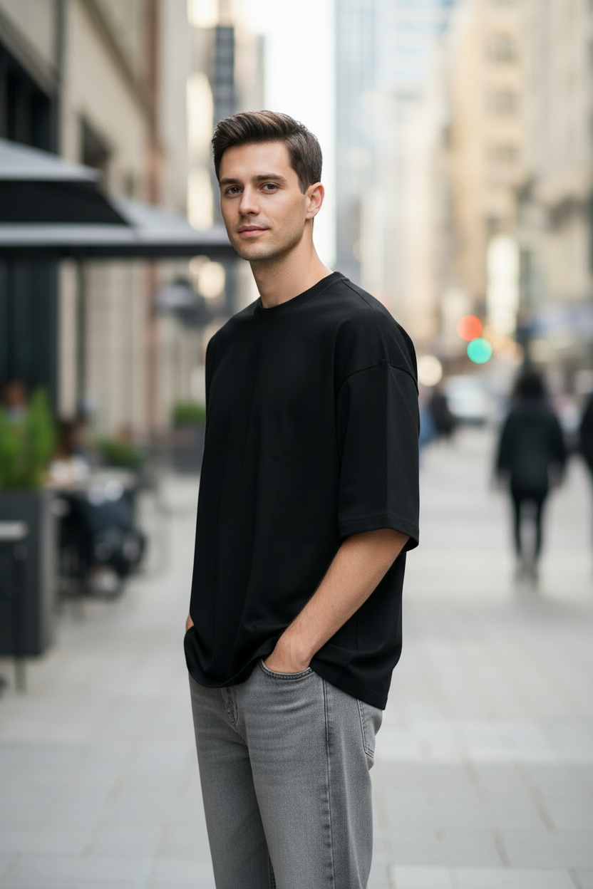 Men’s 240 GSM Oversized French Terry T-Shirt | Heavyweight Streetwear Tee