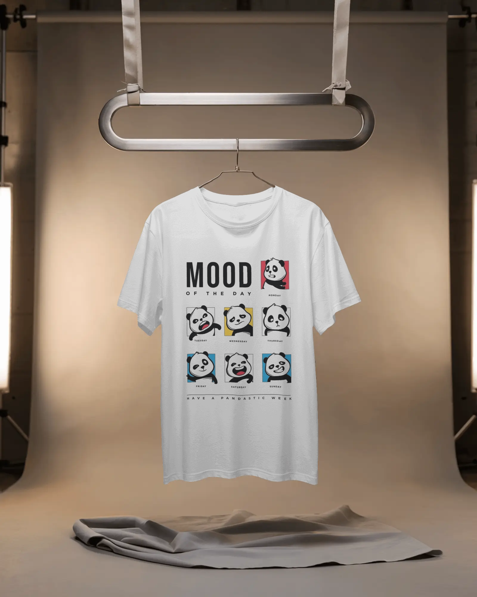 Panda-monium Cartoon Mood Ladies Oversized Standard T-Shirt | Teeyatra | Abstract