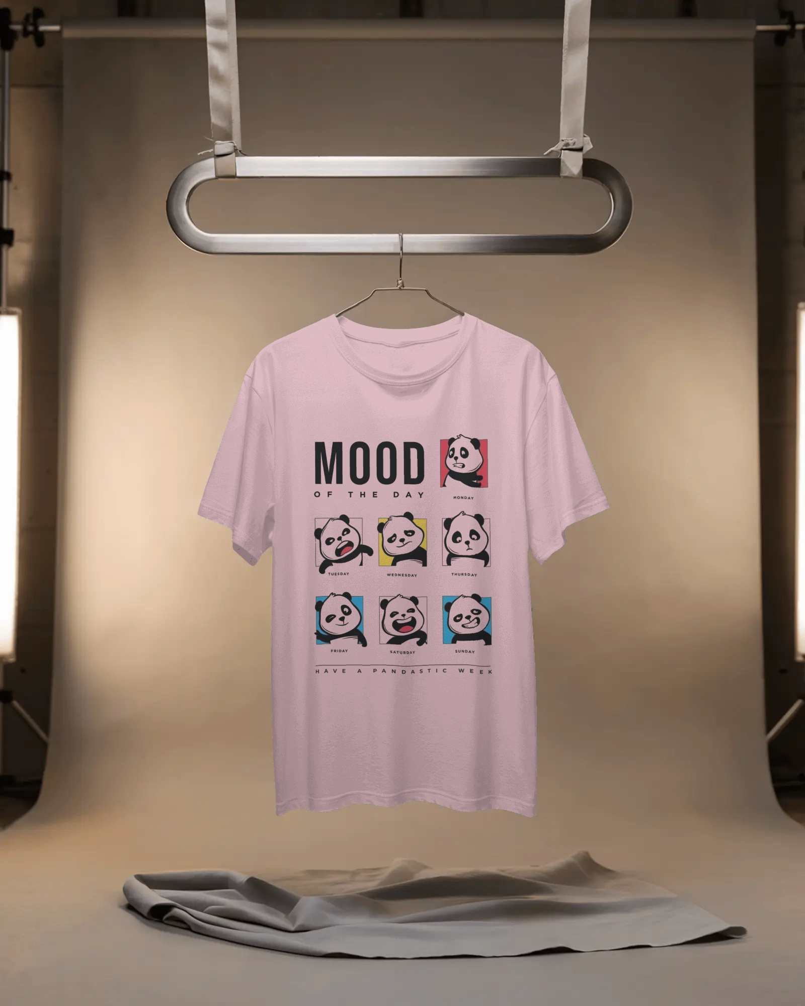 Panda-monium Cartoon Mood Ladies Oversized Standard T-Shirt | Teeyatra | Abstract