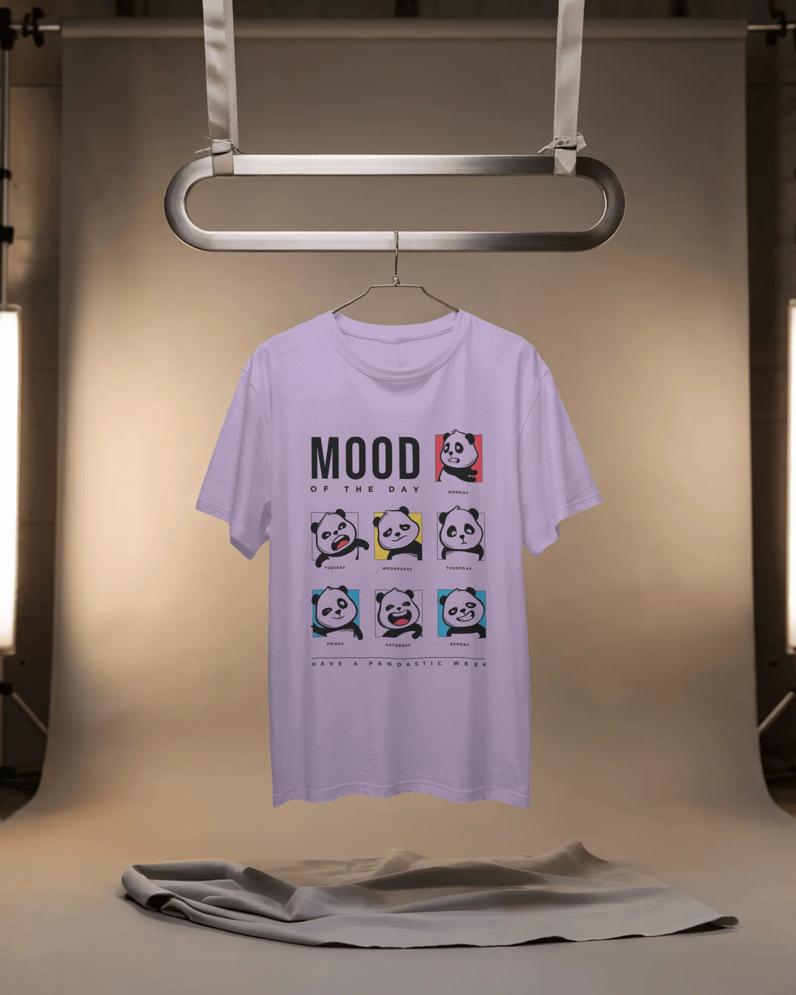 Panda-monium Cartoon Mood Ladies Oversized Standard T-Shirt | Teeyatra | Abstract