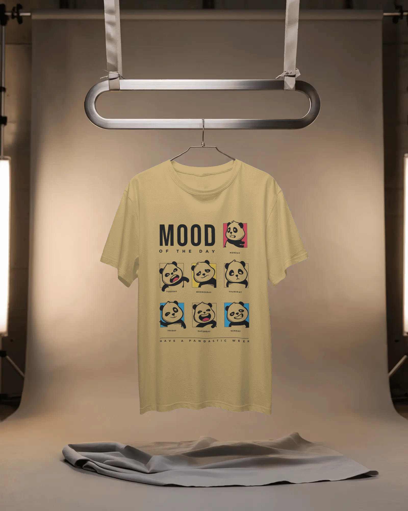 Panda-monium Cartoon Mood Ladies Oversized Standard T-Shirt | Teeyatra | Abstract