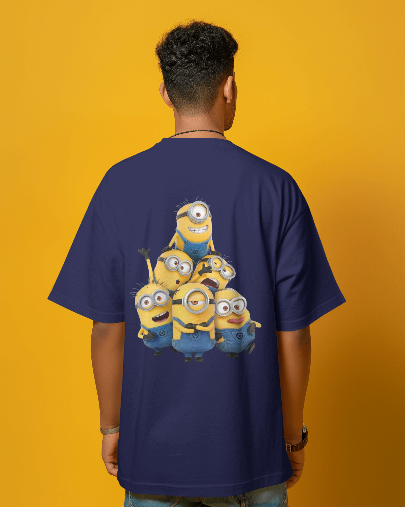 Funny Minions Cartoon Character Print Men's Oversized Classic T-shirt | Teeyatra
