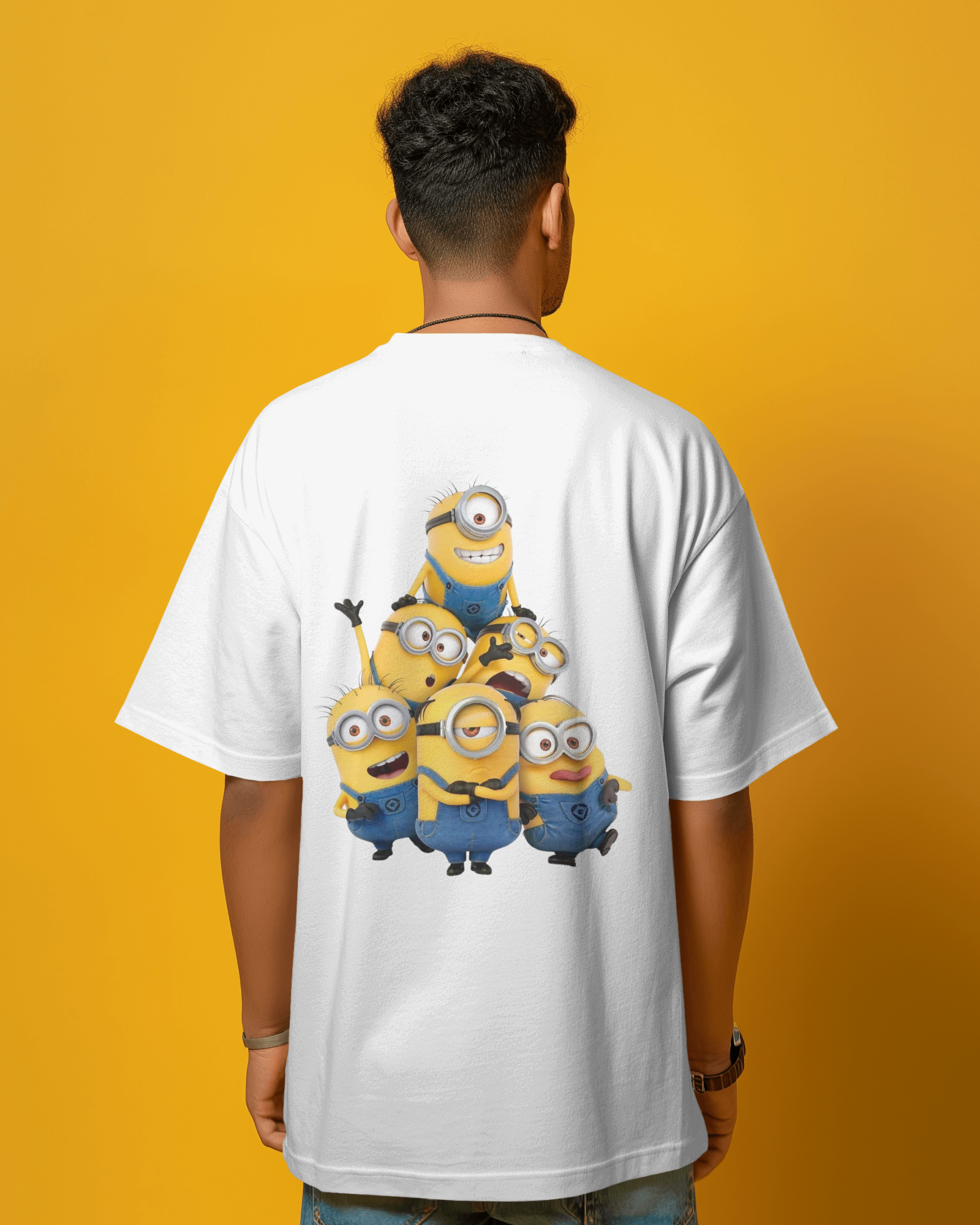 Funny Minions Cartoon Character Print Men's Oversized Classic T-shirt | Teeyatra