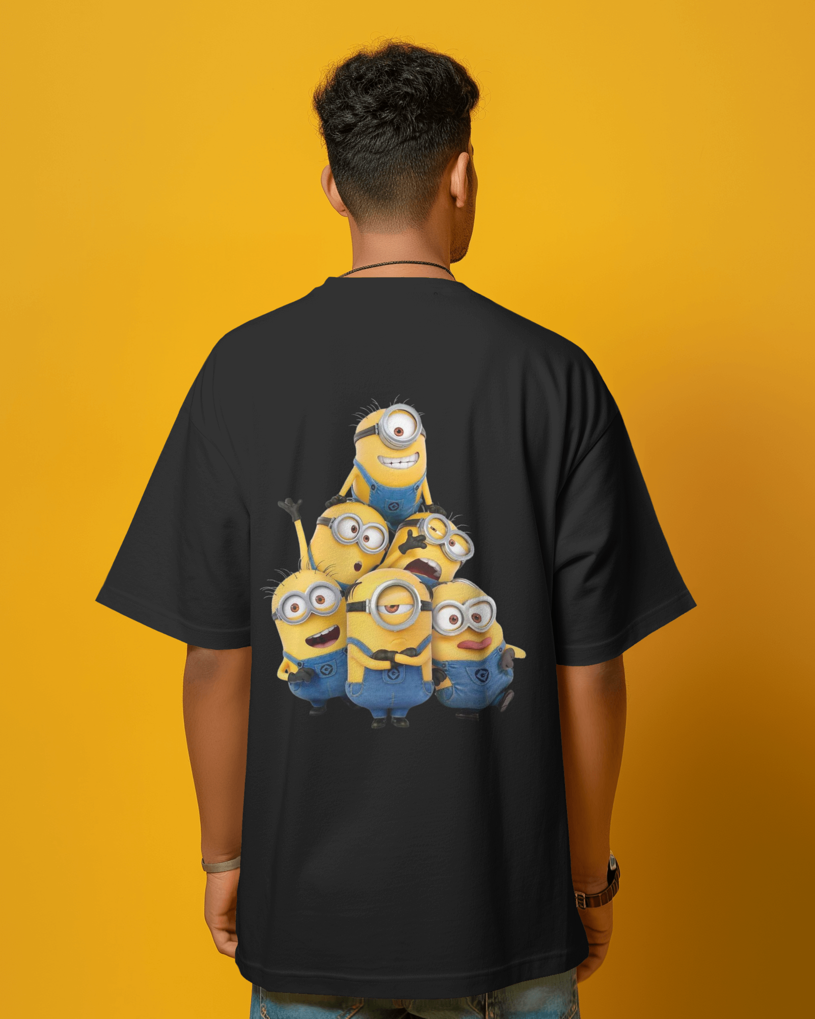 Funny Minions Cartoon Character Print Men's Oversized Classic T-shirt | Teeyatra