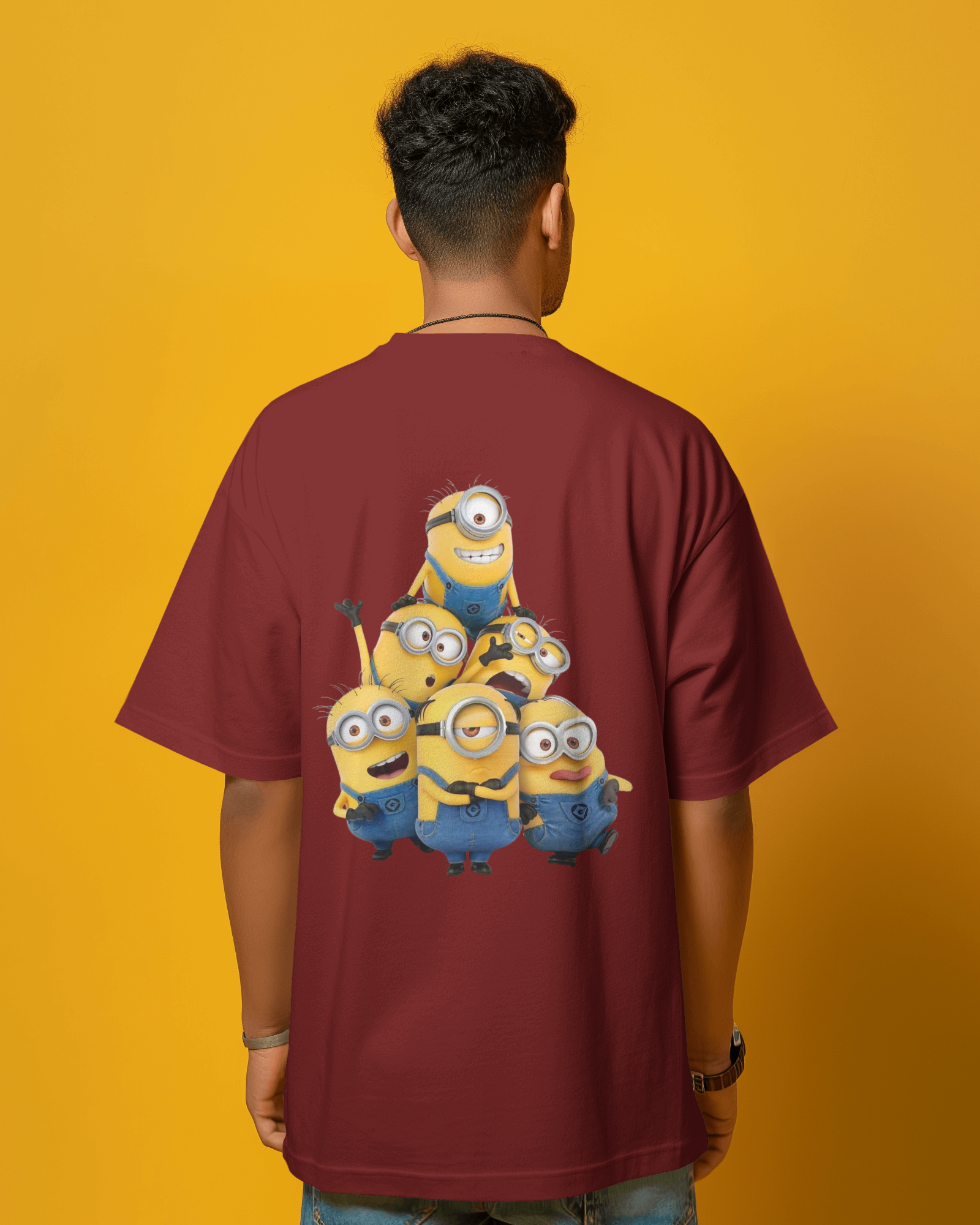 Funny Minions Cartoon Character Print Men's Oversized Classic T-shirt | Teeyatra