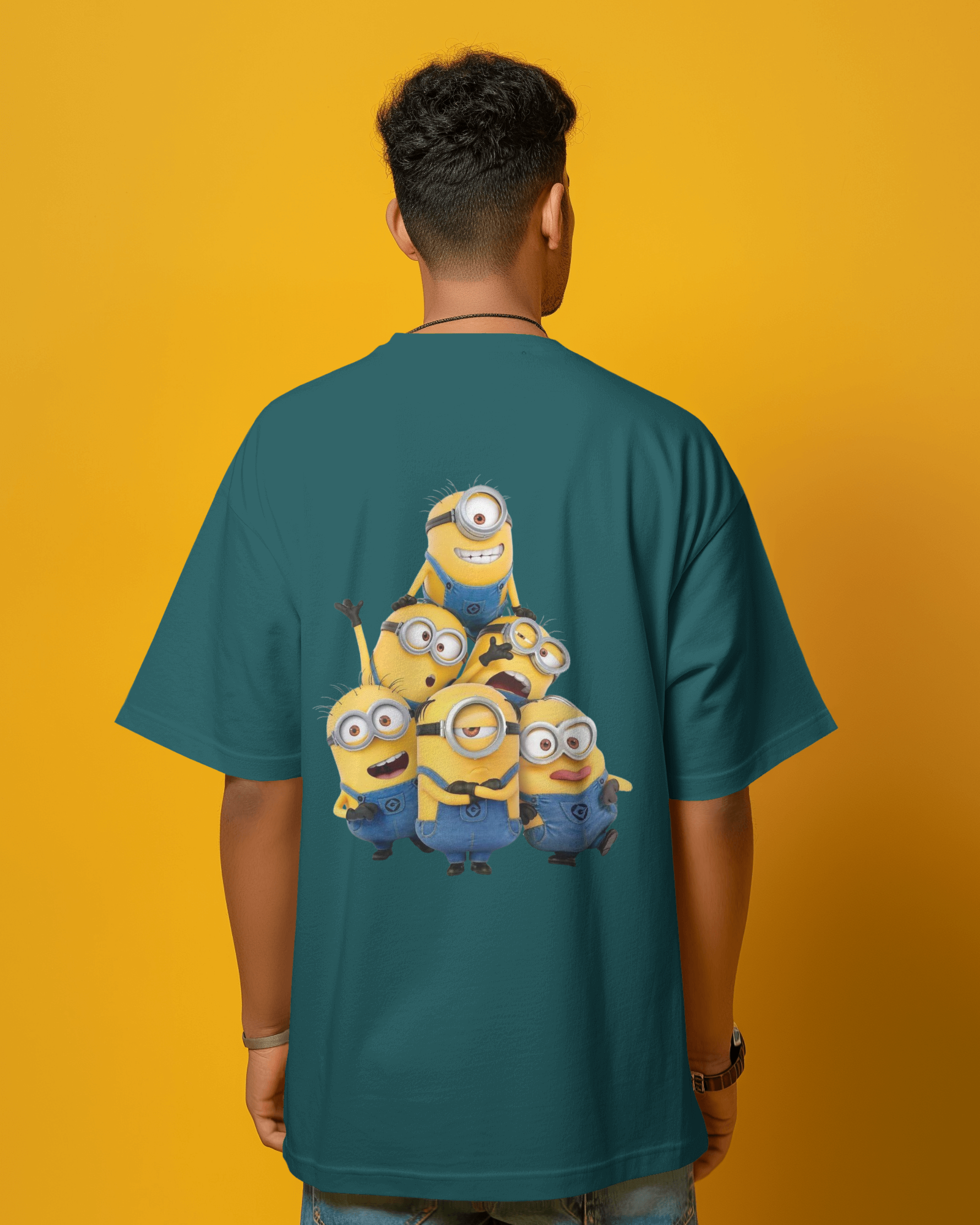 Funny Minions Cartoon Character Print Men's Oversized Classic T-shirt | Teeyatra
