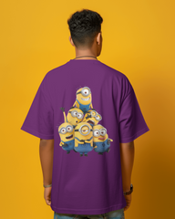 Funny Minions Cartoon Character Print Men's Oversized Classic T-shirt | Teeyatra