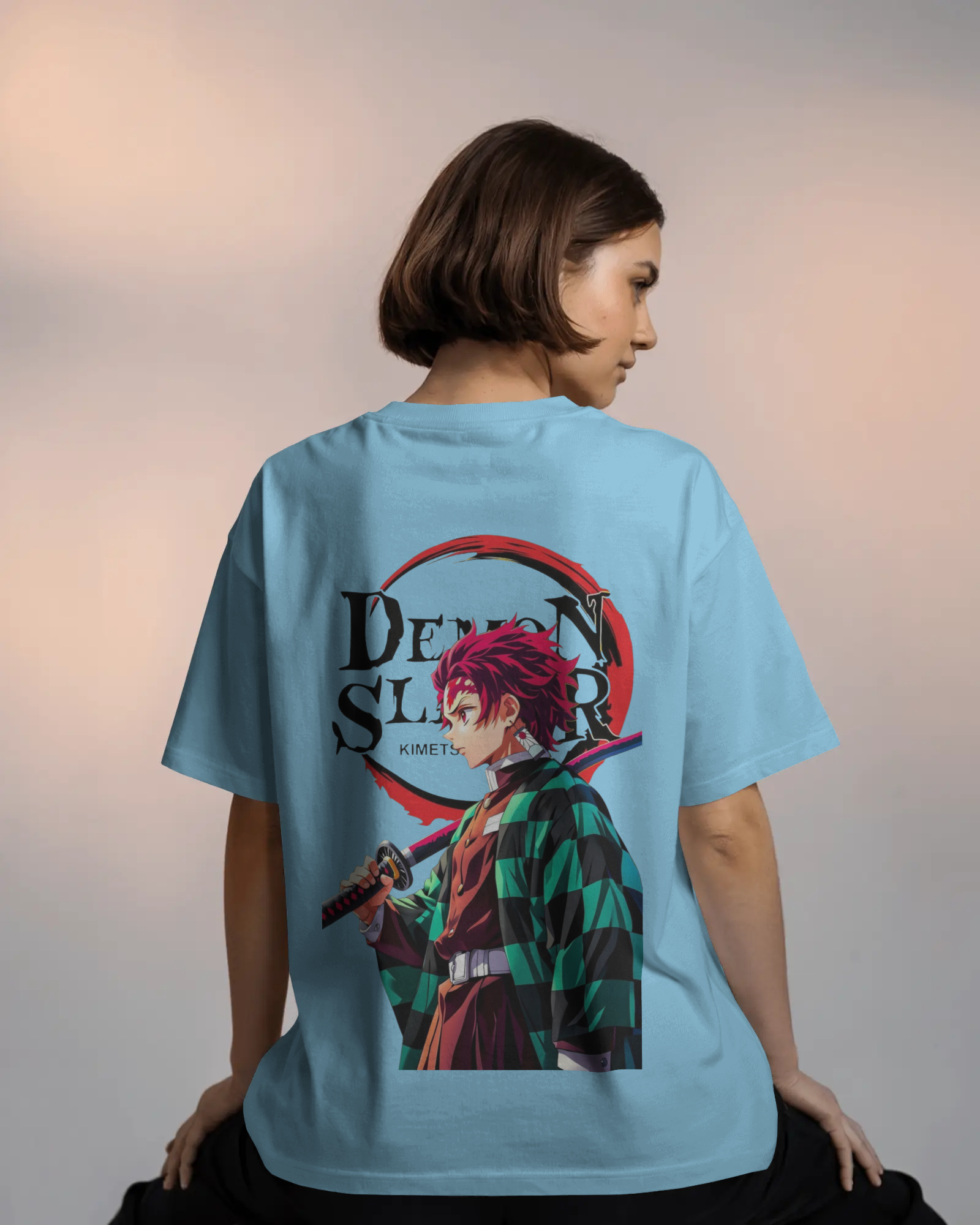 Tanjiro Kamado Ladies Terry Oversized Tee | Demon Slayer  | Teeyatra | Anime