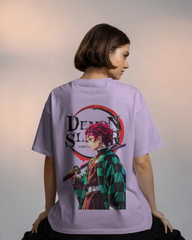 Tanjiro Kamado Ladies Terry Oversized Tee | Demon Slayer  | Teeyatra | Anime