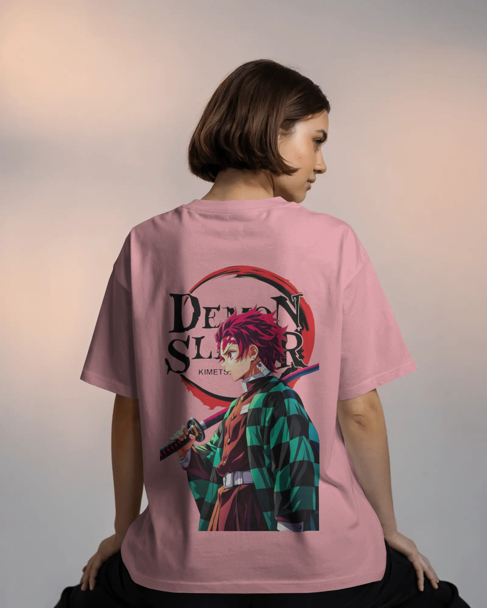 Tanjiro Kamado Ladies Terry Oversized Tee | Demon Slayer  | Teeyatra | Anime