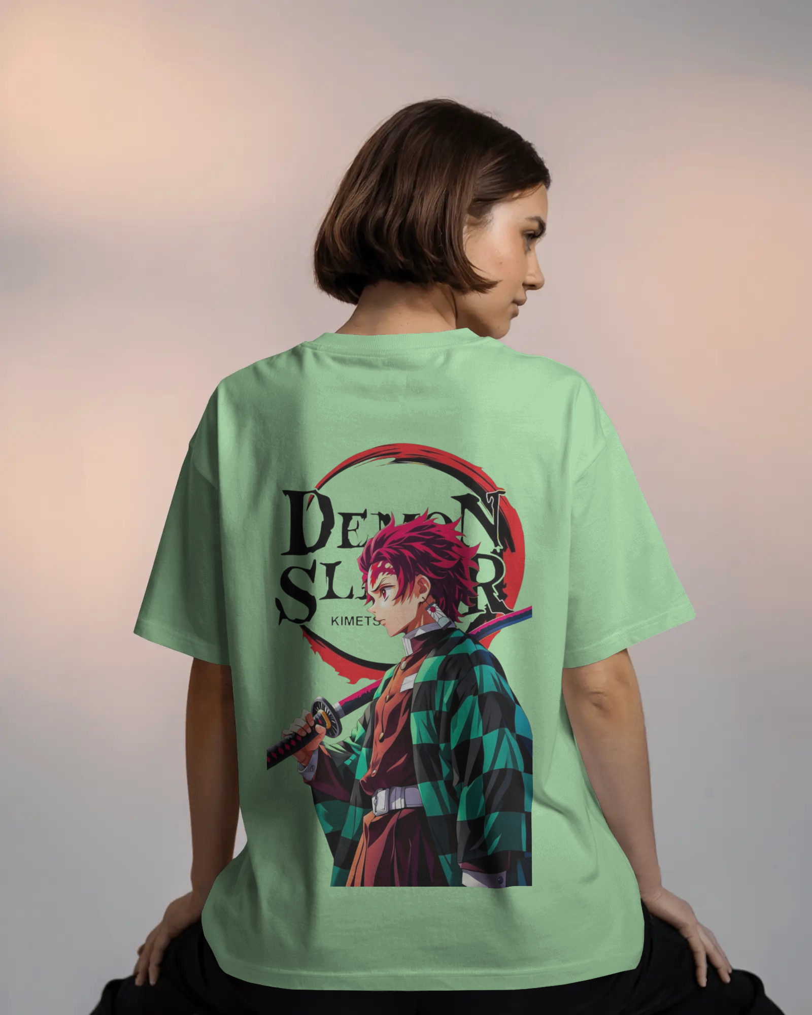 Tanjiro Kamado Ladies Terry Oversized Tee | Demon Slayer  | Teeyatra | Anime