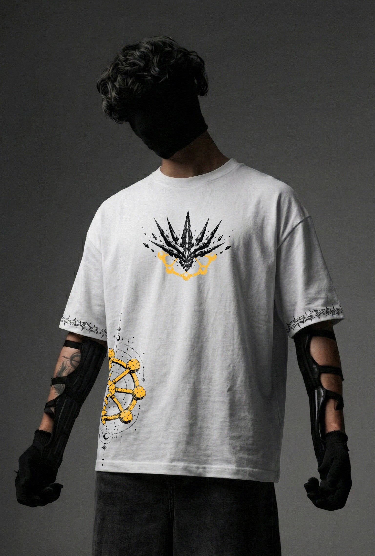 Teeyatra Cosmic Warrior Oversized T-Shirt | Divine Blade Edition