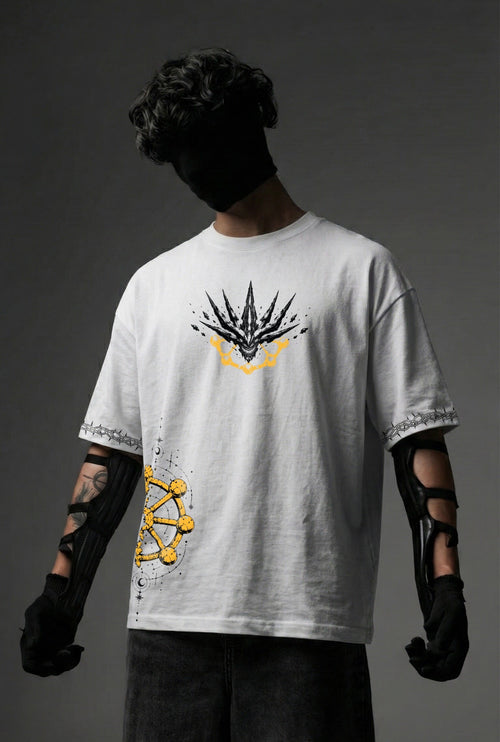 Teeyatra Cosmic Warrior Oversized T-Shirt | Divine Blade Edition