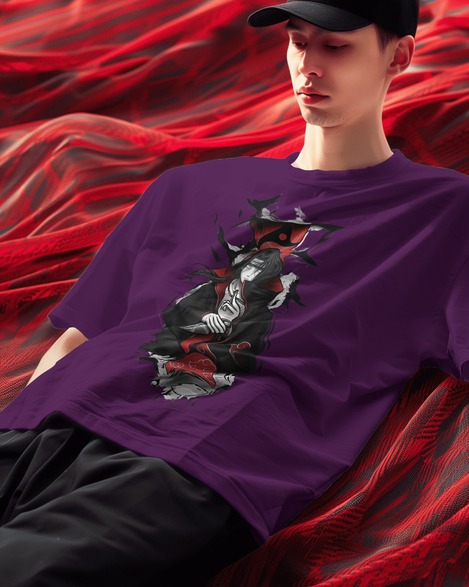 Akatsuki Itachi Uchiha Fan Unisex Oversized Classic T-shirt | Teeyatra | Anime