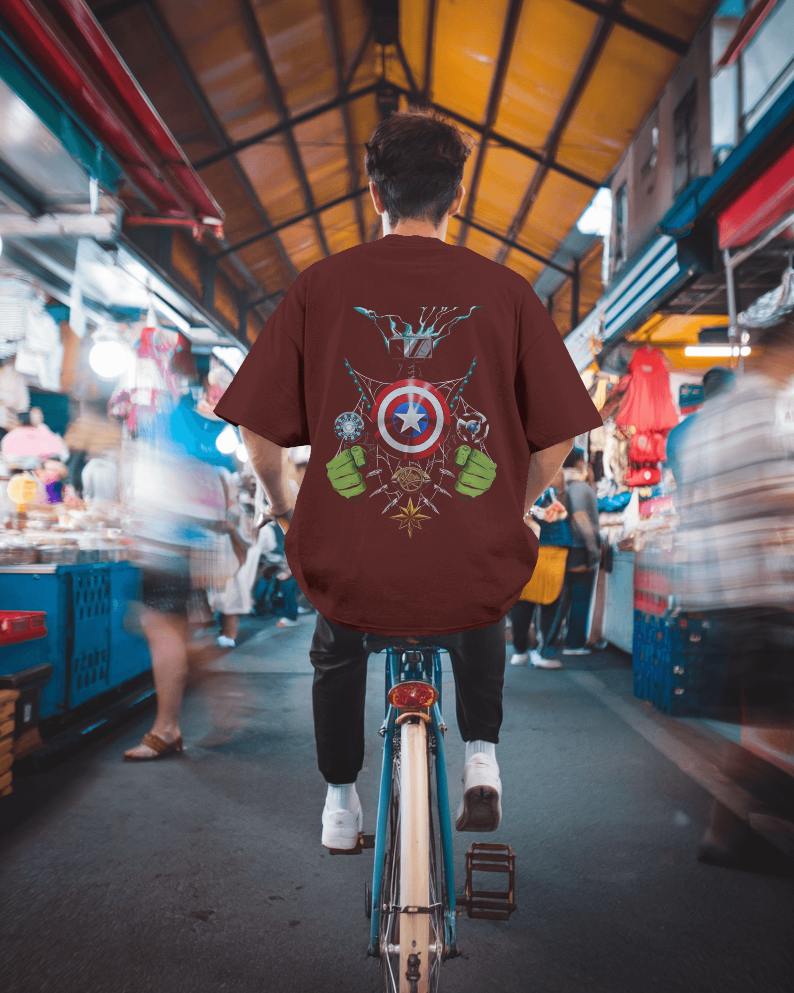 Defender of Earth: Avengers Back Print Men's Oversized Classic T-shirt | Teeyatra| Marvel