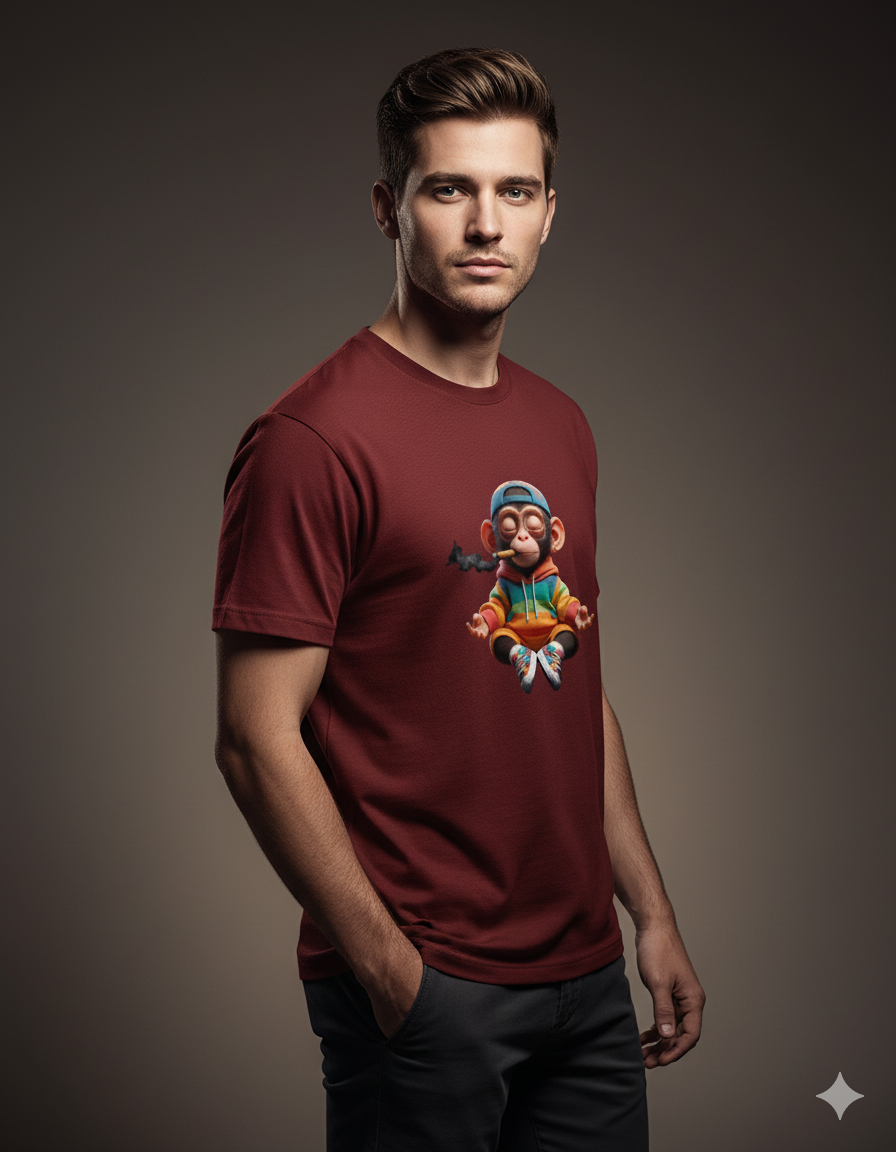"Street King" Monkey Men's Basic T-Shirt | Teeyatra | Abstract