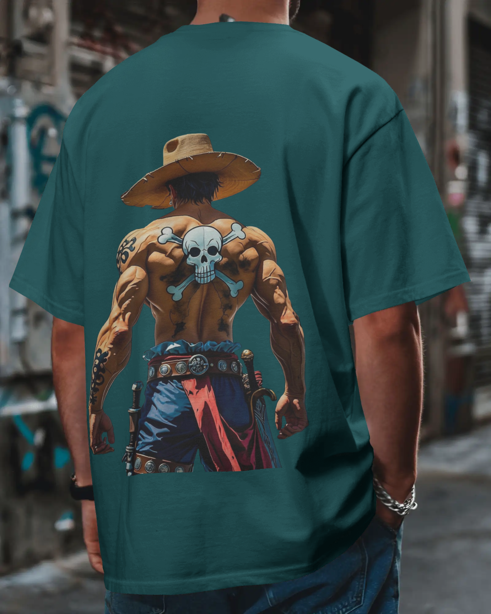 Wild West Cowboy Skull Print Men's Oversized T-Shirt - Vintage Western | Teeyatra | Anime