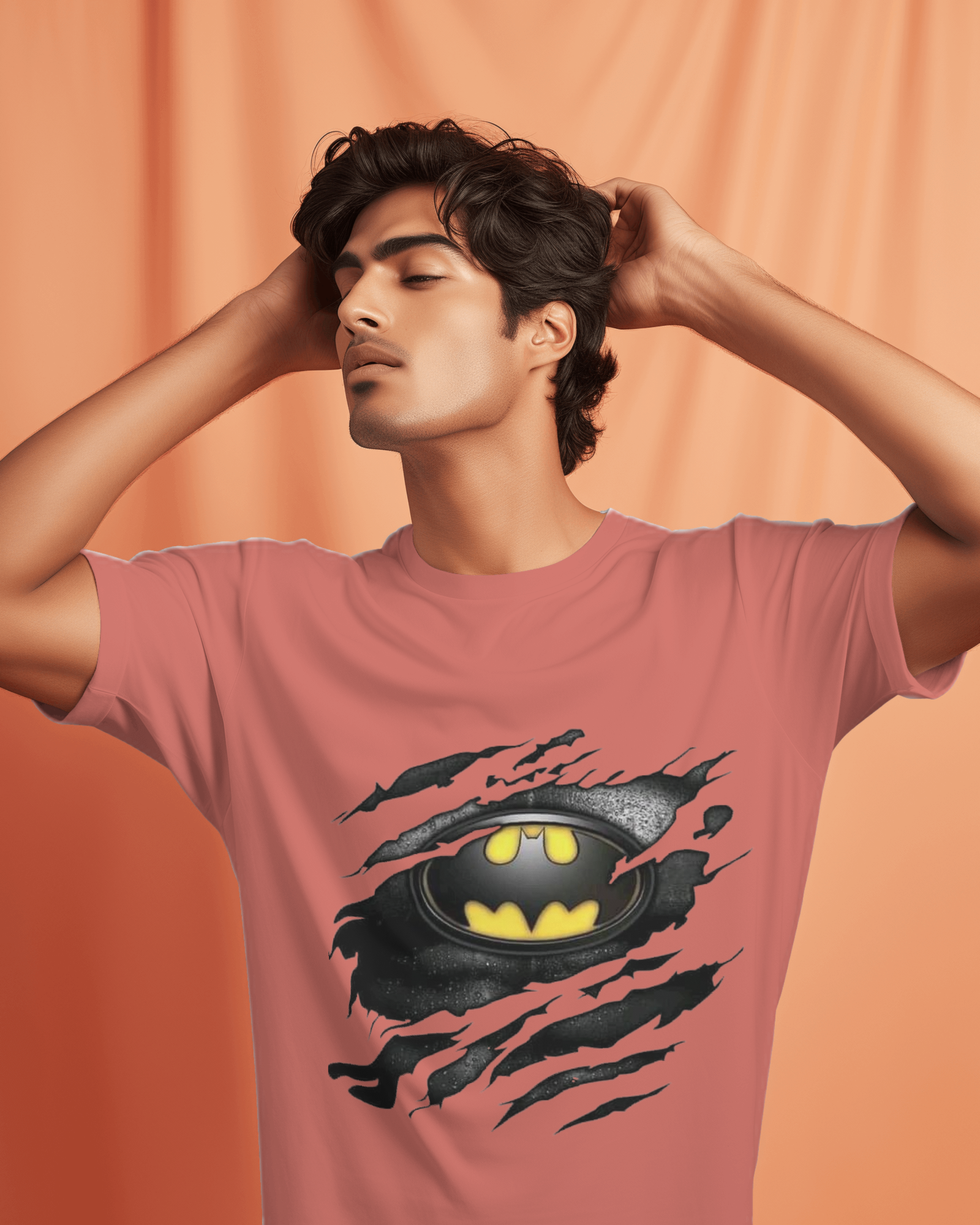 DC Tear Effect Batman Logo Men's Classic Crew T-Shirt | Teeyatra