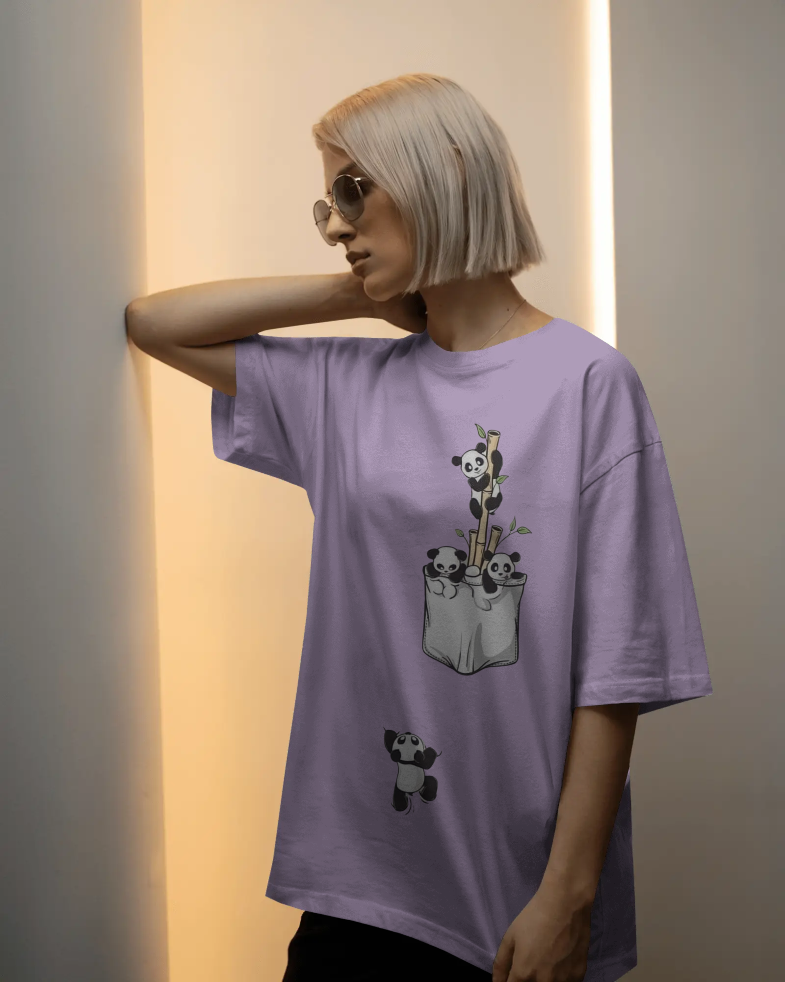 The Great Escape Panda Ladies Oversized Classic T-shirt | Teeyatra | Cartoon