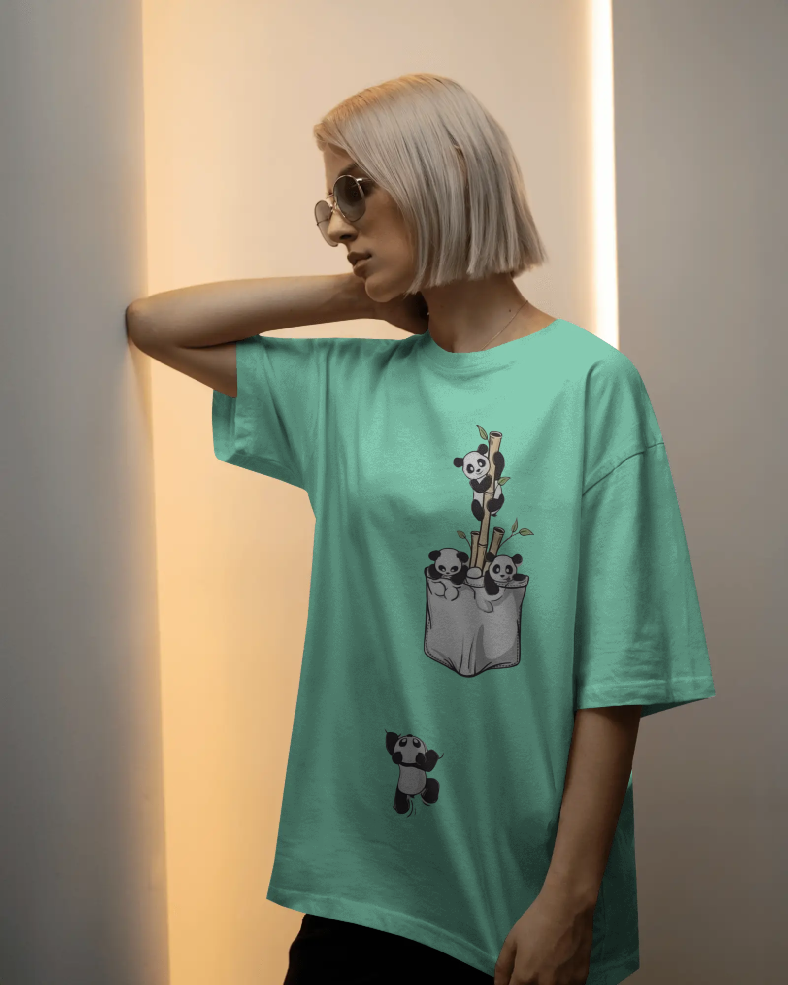 The Great Escape Panda Ladies Oversized Classic T-shirt | Teeyatra | Cartoon