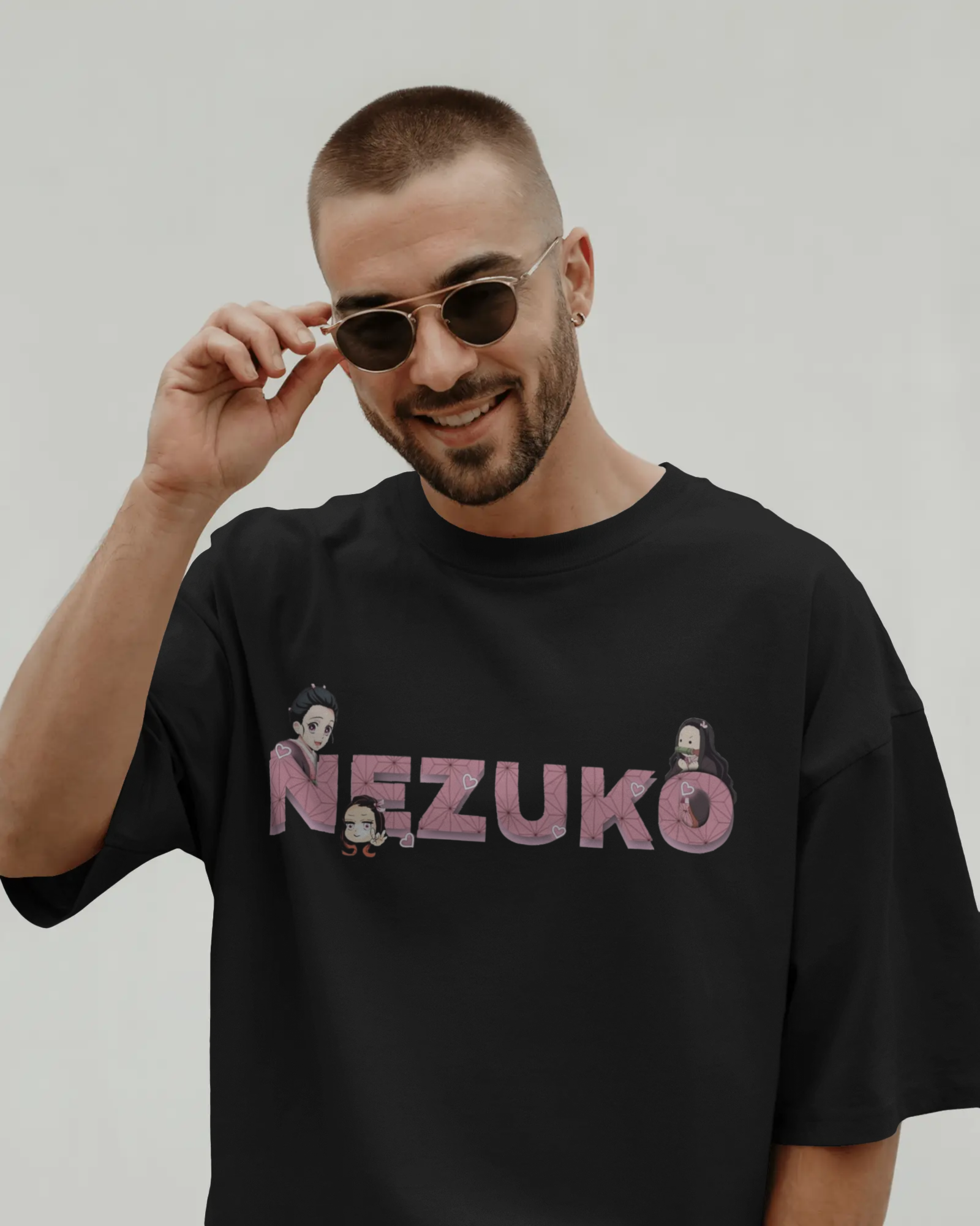 Nezuko Fire Graphic Men's Unisex Oversized Classic T-shirt | Demon Slayer | Anime | Teeyatra