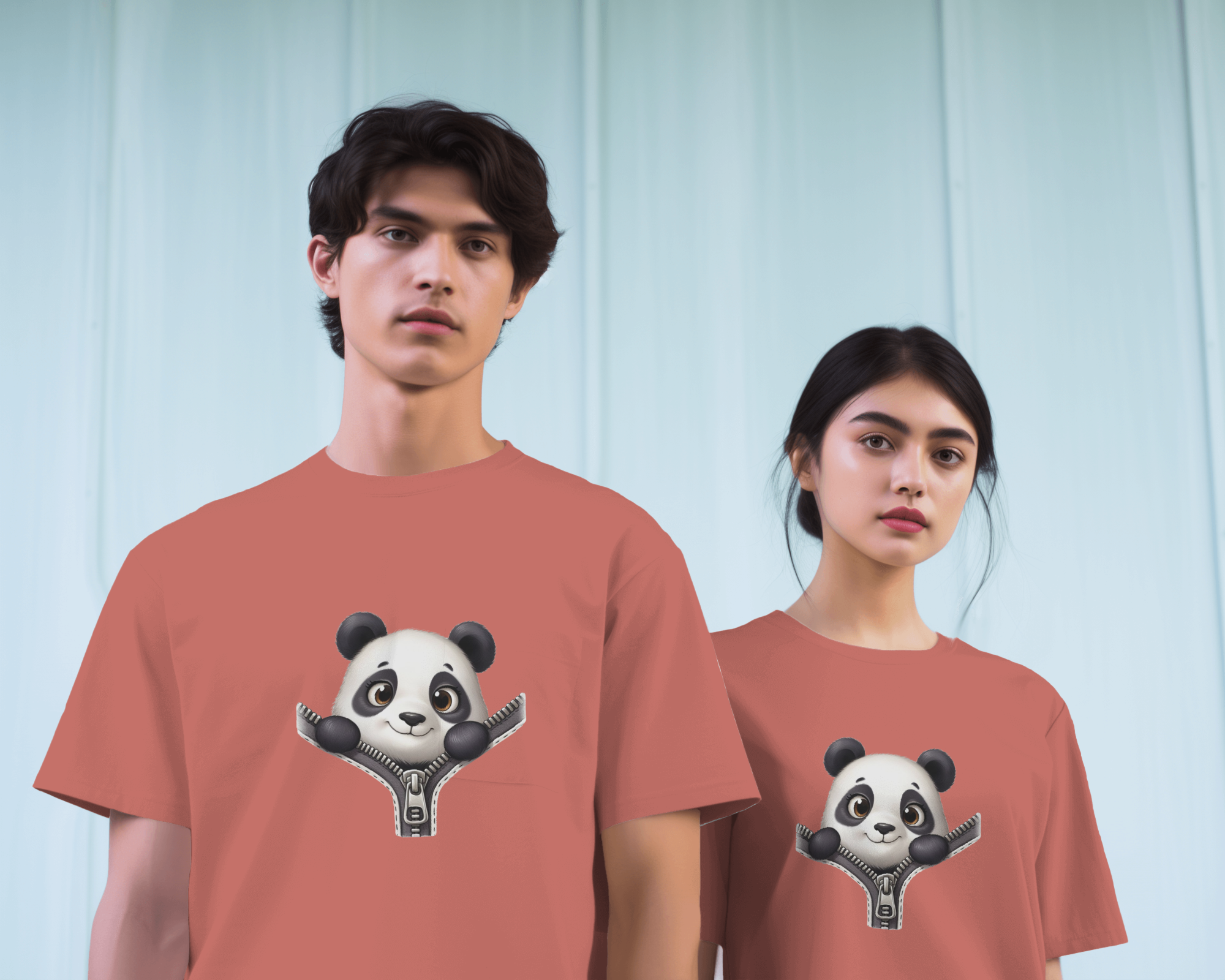 Unzip The Cuteness Panda Ladies Classic Crew T-Shirt | Teeyatra | Cartoon