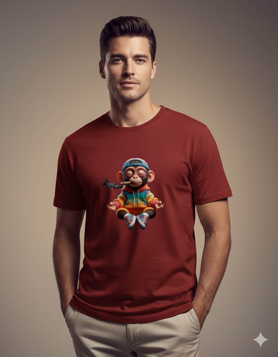 "Street King" Monkey Men's Basic T-Shirt | Teeyatra | Abstract