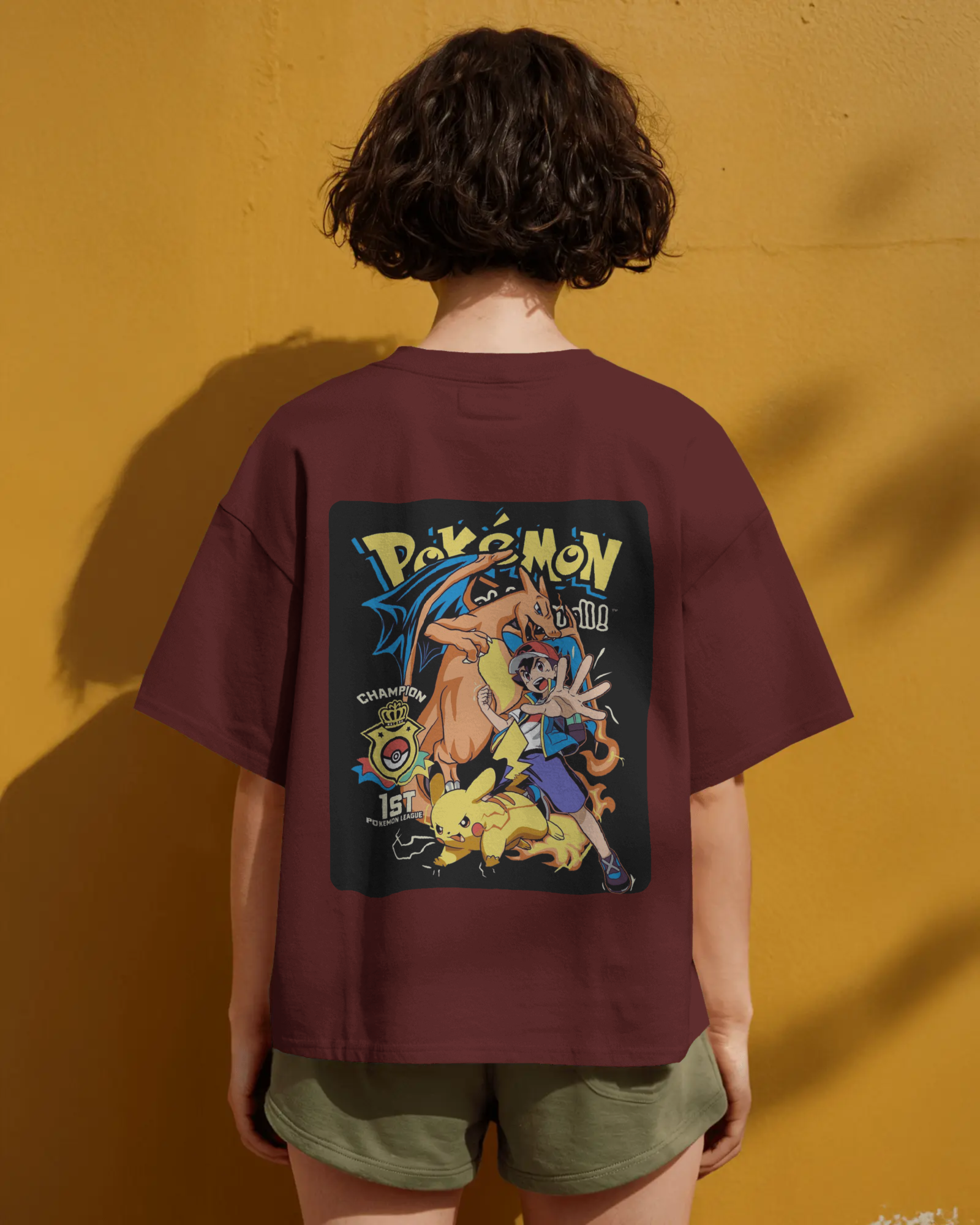 Charizard and Ash: The Unstoppable Duo Ladies Oversized Classic T-shirt | Teeyatra | Anime