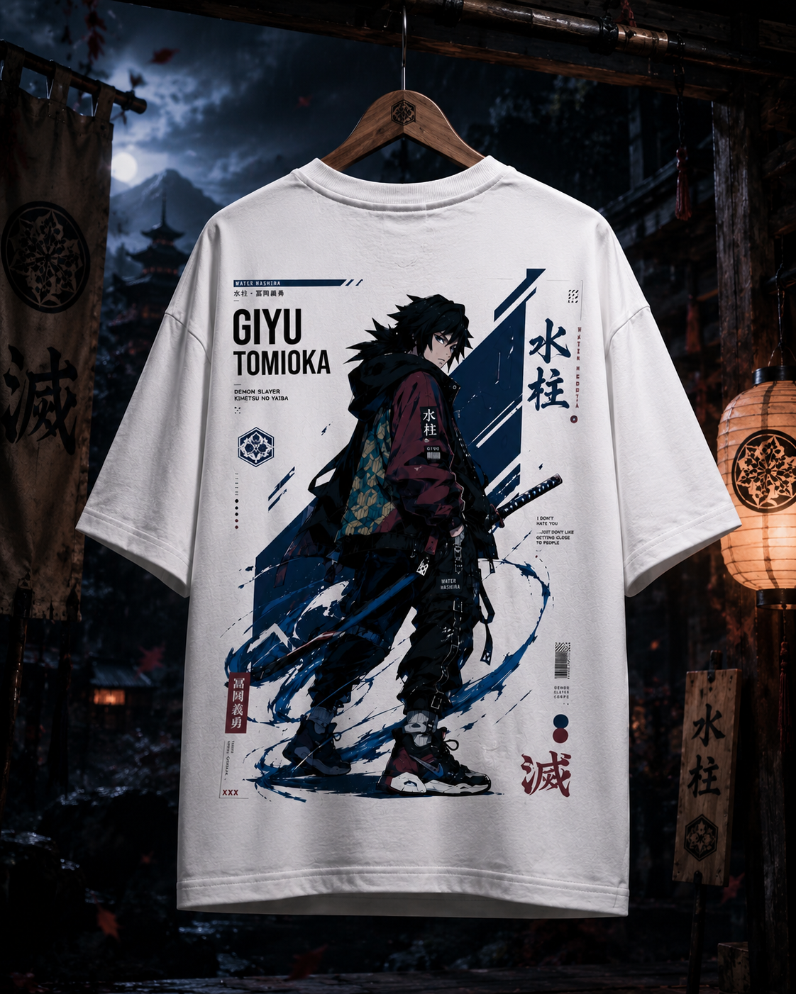 Teeyatra Giyu Tomioka Oversized T-Shirt – White