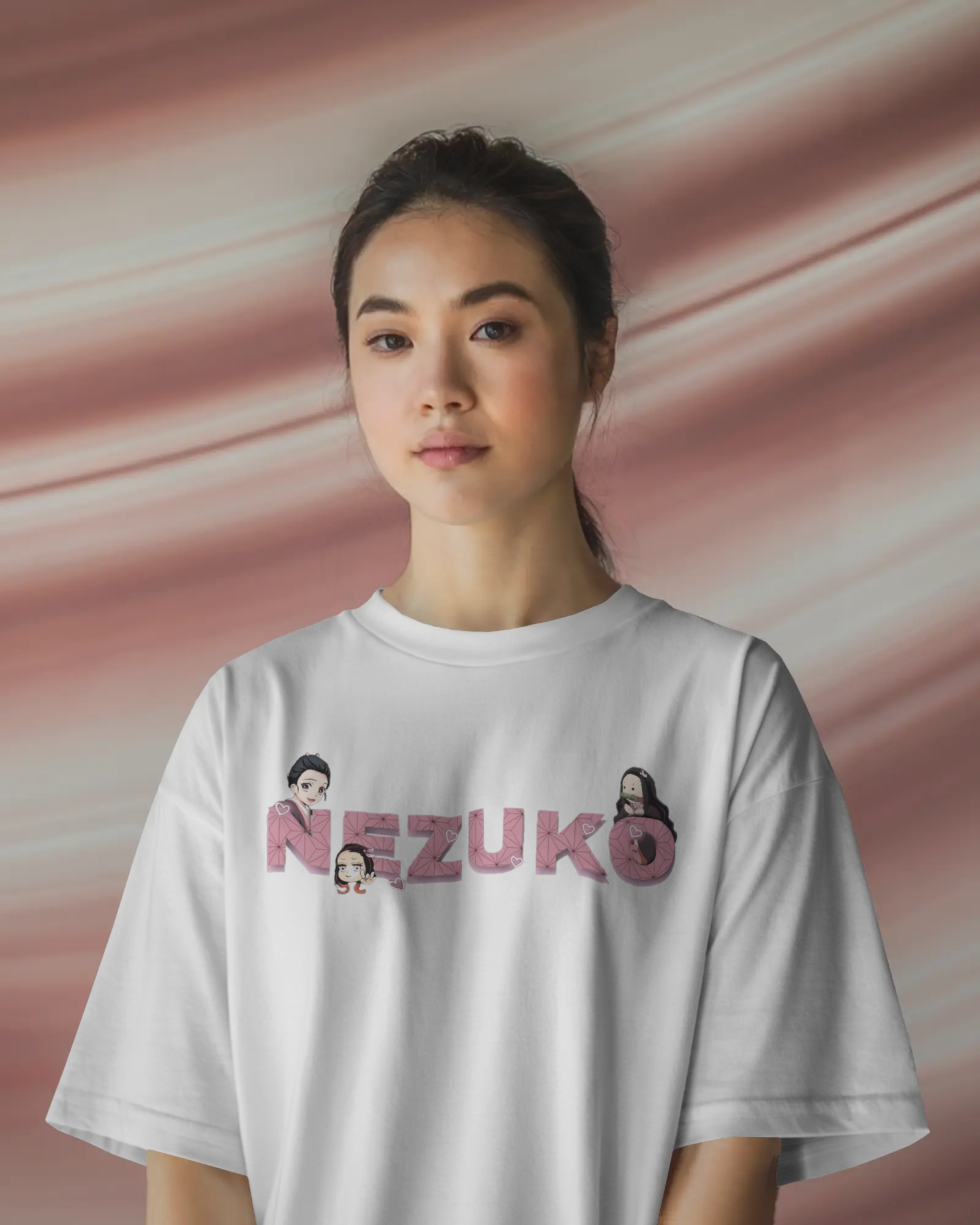 Nezuko Fire Graphic Ladies Oversized Classic T-shirt | Demon Slayer | Anime | Teeyatra