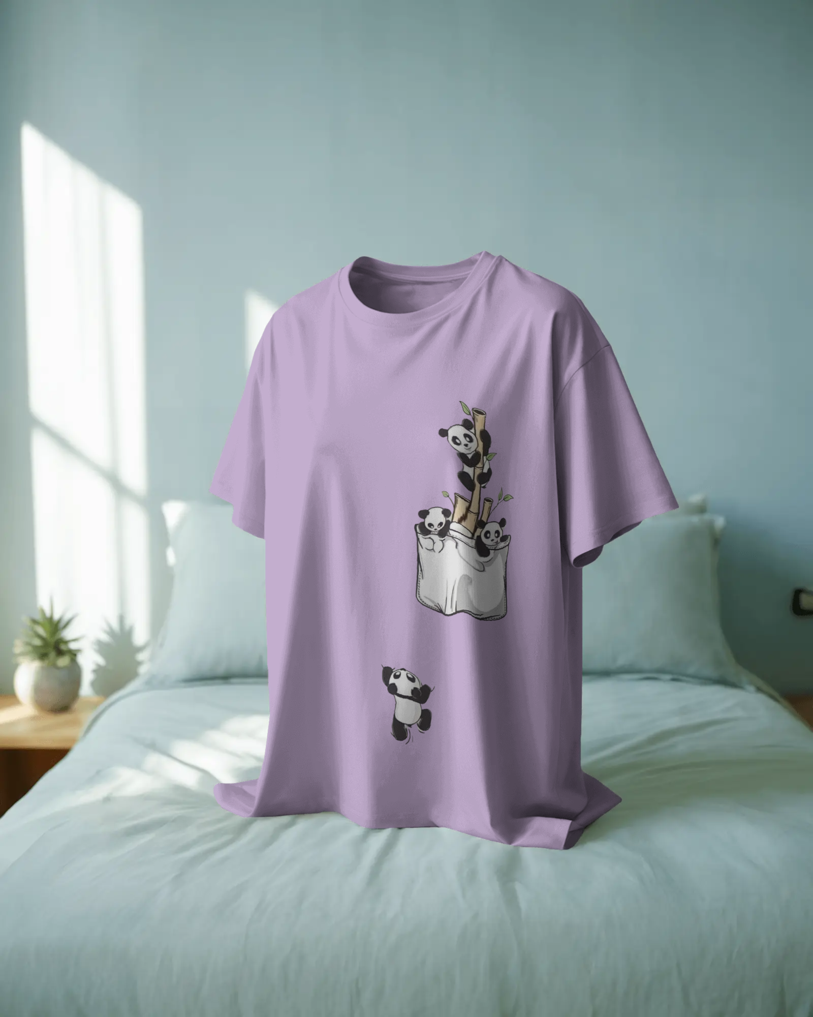 The Great Escape Panda Ladies Oversized Classic T-shirt | Teeyatra | Cartoon