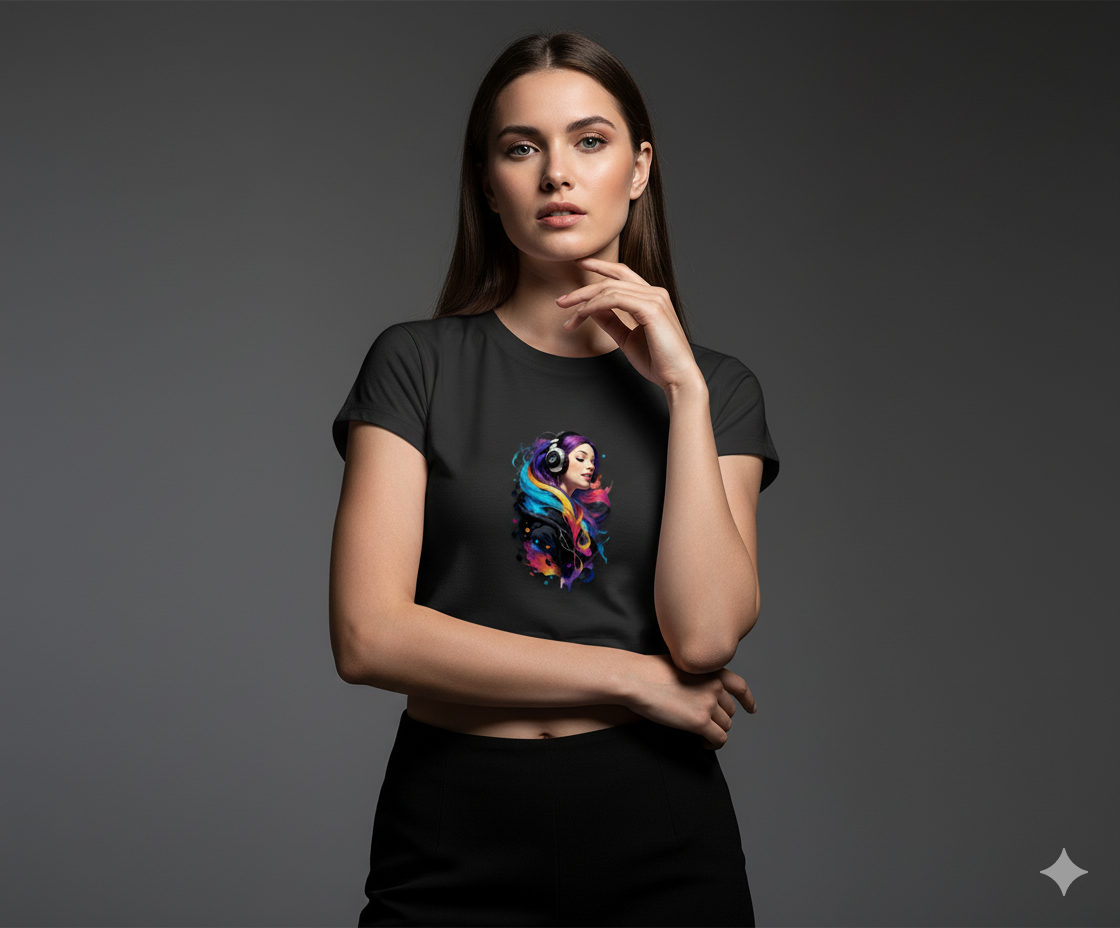 Melody of the Cosmos Crop Top | Teeyatra | Abstract