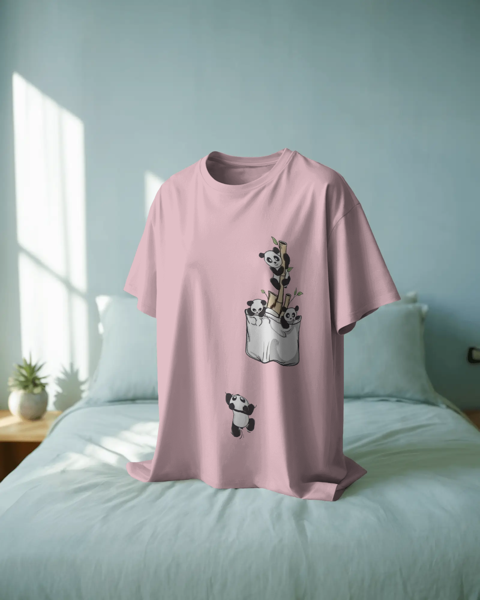 The Great Escape Panda Ladies Oversized Classic T-shirt | Teeyatra | Cartoon