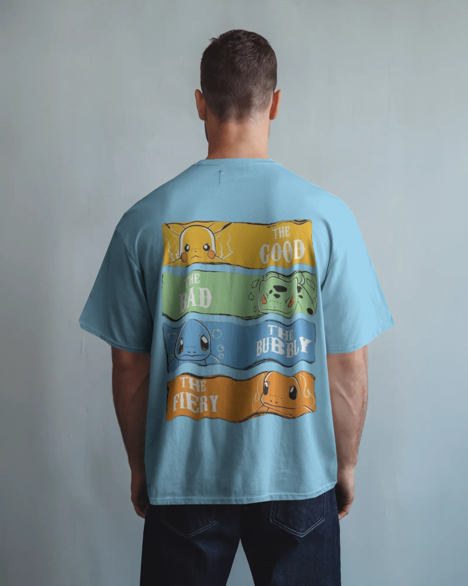 The Four Elements Pokémon Anime Men's Terry Oversized Tee | Teeyatra