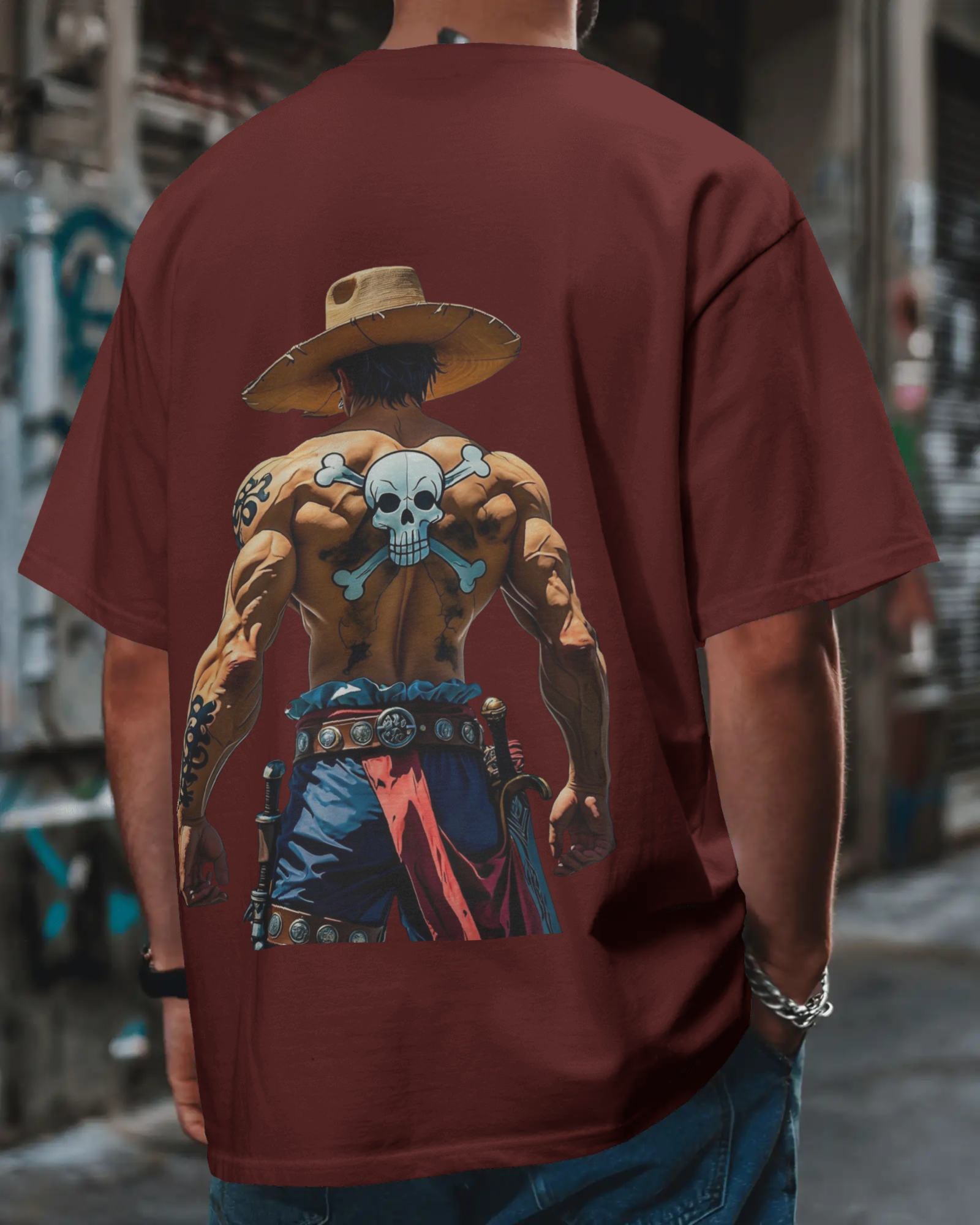 Wild West Cowboy Skull Print Men's Oversized T-Shirt - Vintage Western | Teeyatra | Anime