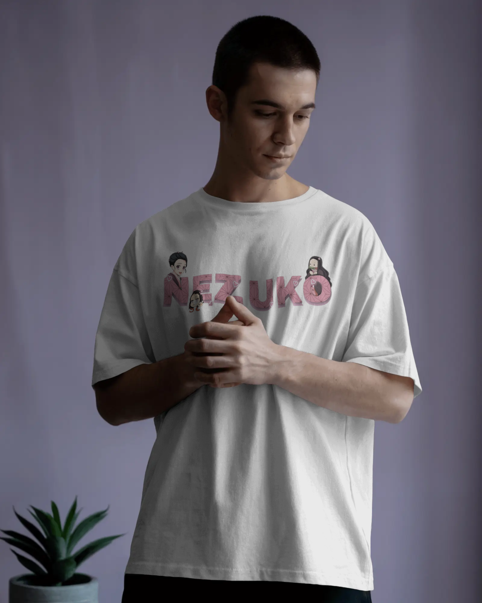 Nezuko Fire Graphic Men's Unisex Oversized Classic T-shirt | Demon Slayer | Anime | Teeyatra