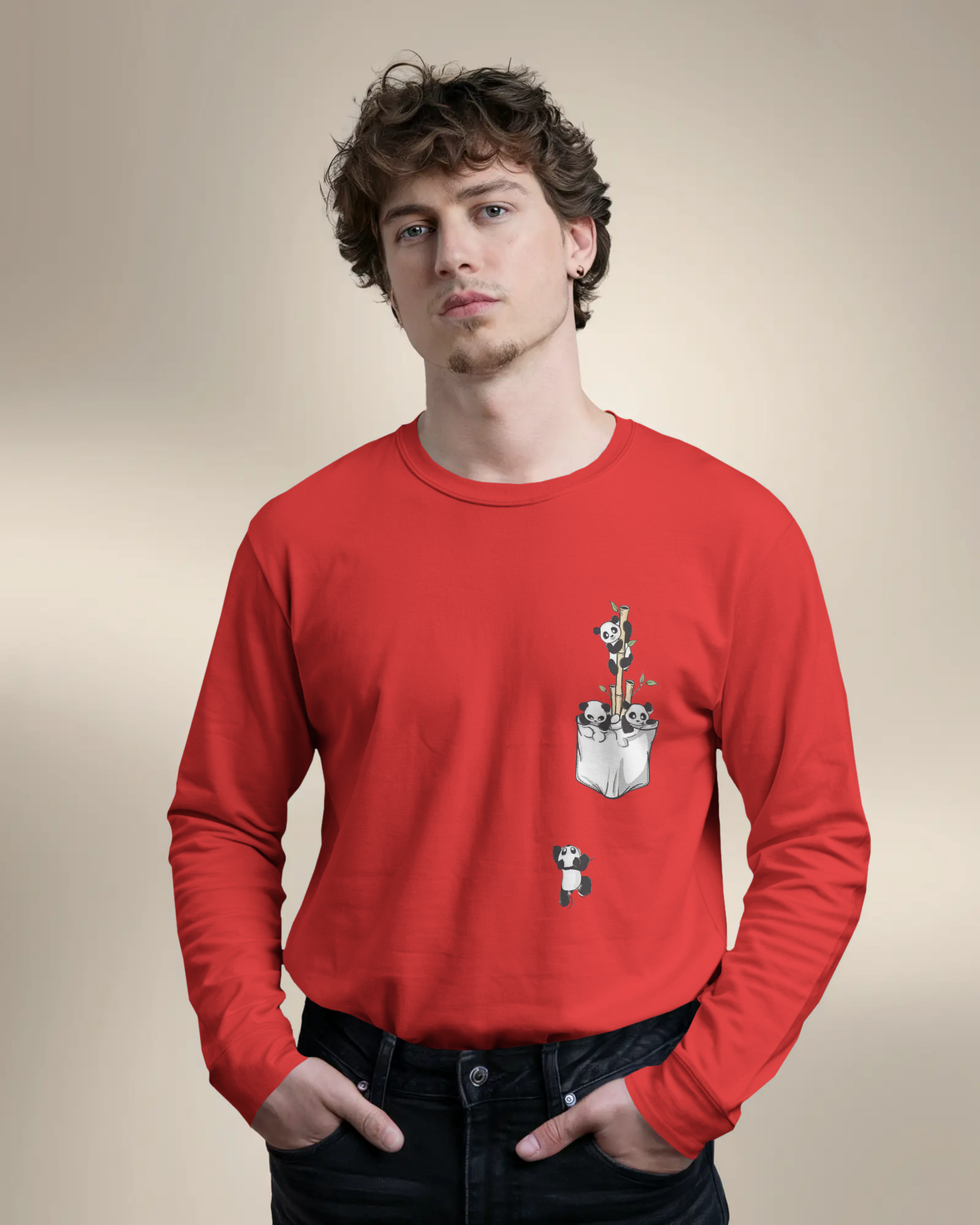 The Great Escape Cartoon Panda Men's Full Sleeve T-Shirt | Teeyatra