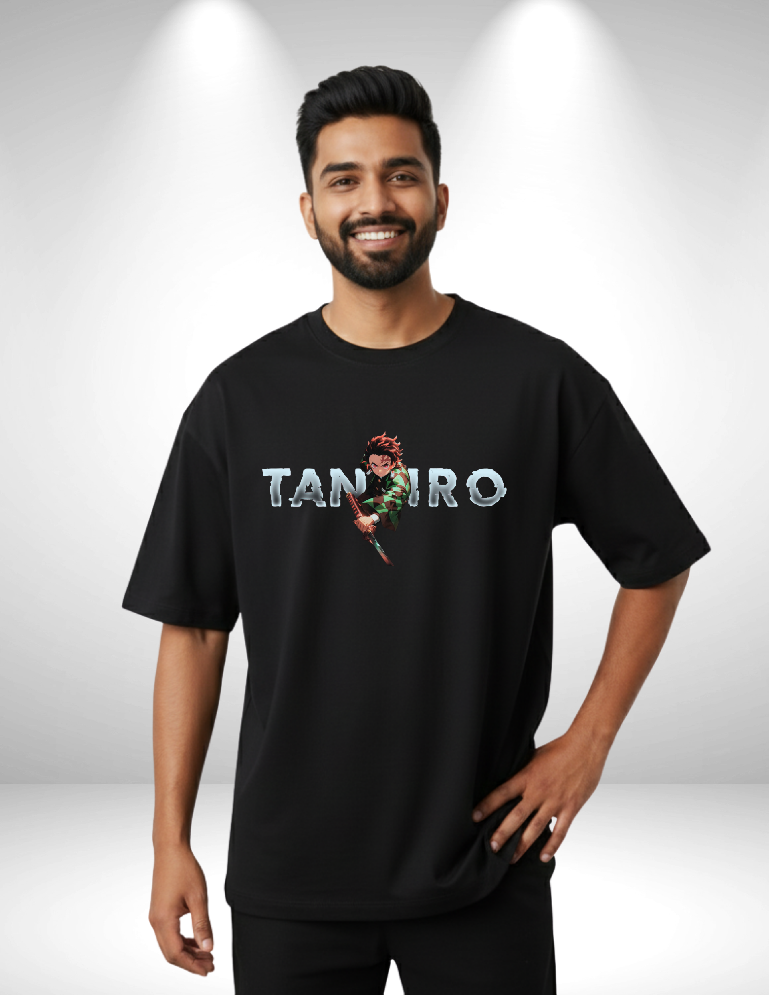 Demon Slayer Tanjiro Kamado Anime Men's Oversized T-Shirt | Teeyatra