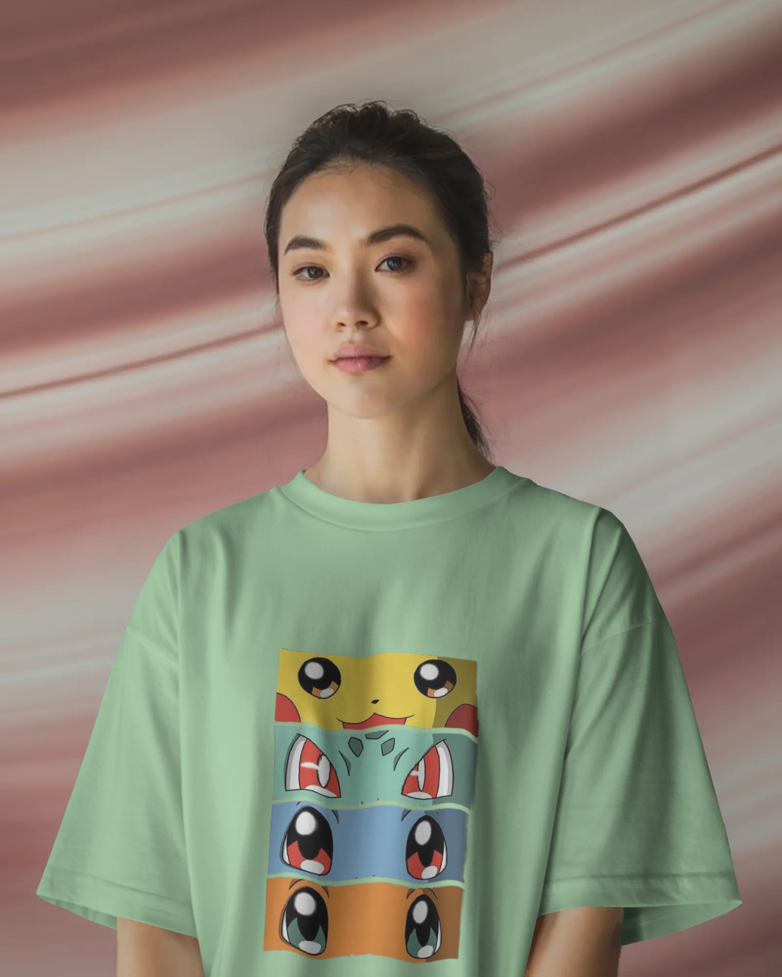 The Four Elements Pokémon Anime Ladies Terry Oversized Tee | Teeyatra