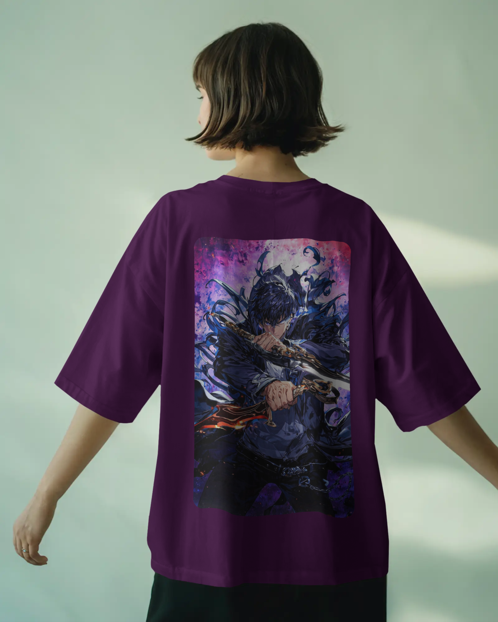 Solo Leveling Sung Jin-woo Ladies Oversized Classic T-shirt | Teeyatra | Anime