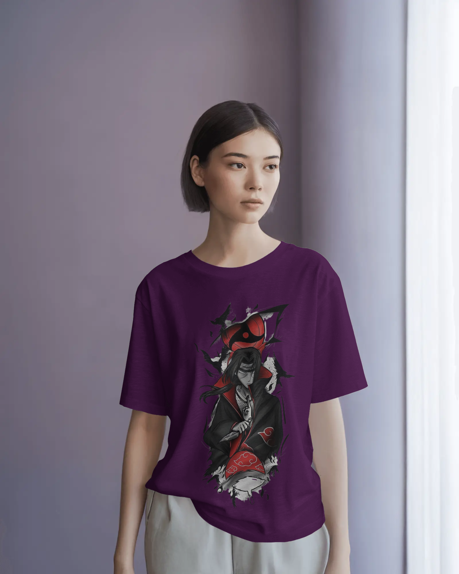 Akatsuki Itachi Uchiha Fan Unisex Oversized Classic T-shirt | Teeyatra | Anime