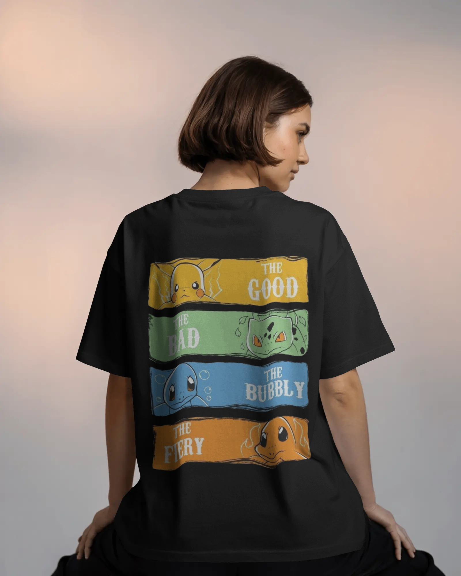 The Four Elements Pokémon Anime Ladies Terry Oversized Tee | Teeyatra