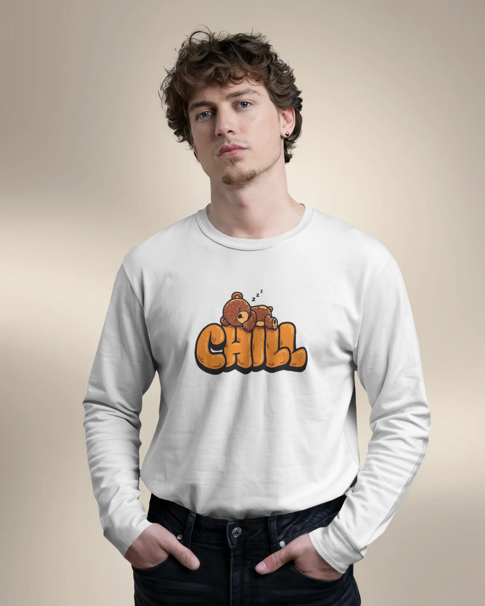 Chill Mode On Men's Full Sleeve T-Shirt | Teeyatra | Cartoon