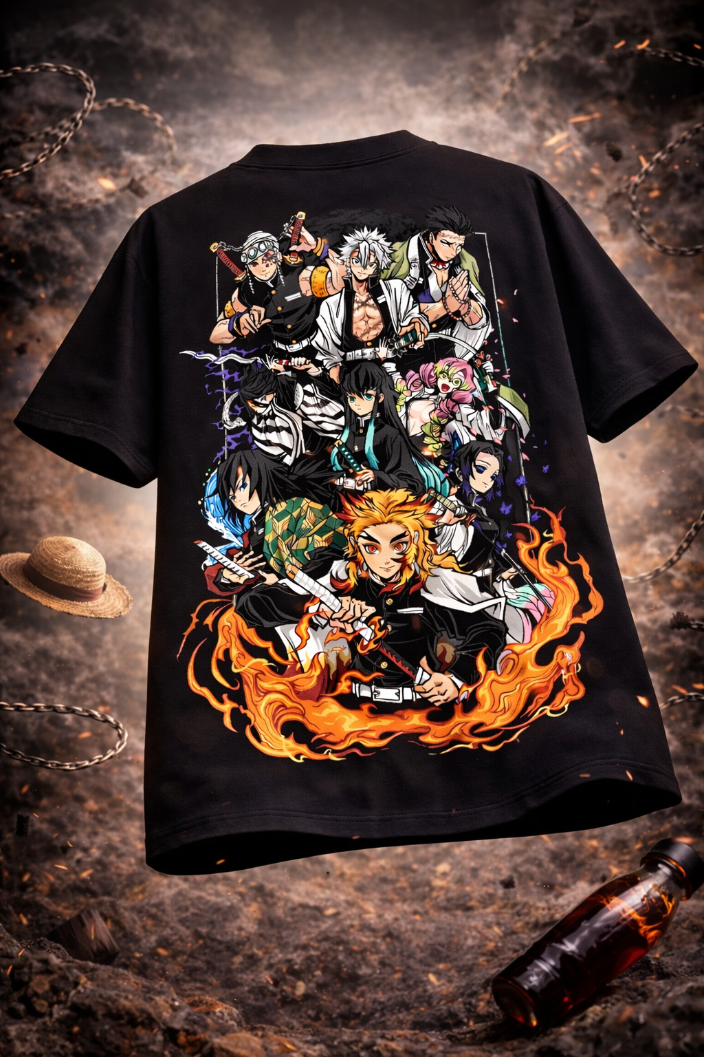 Hashira Unleashed: The Elite Nine Oversized Graphic Tee